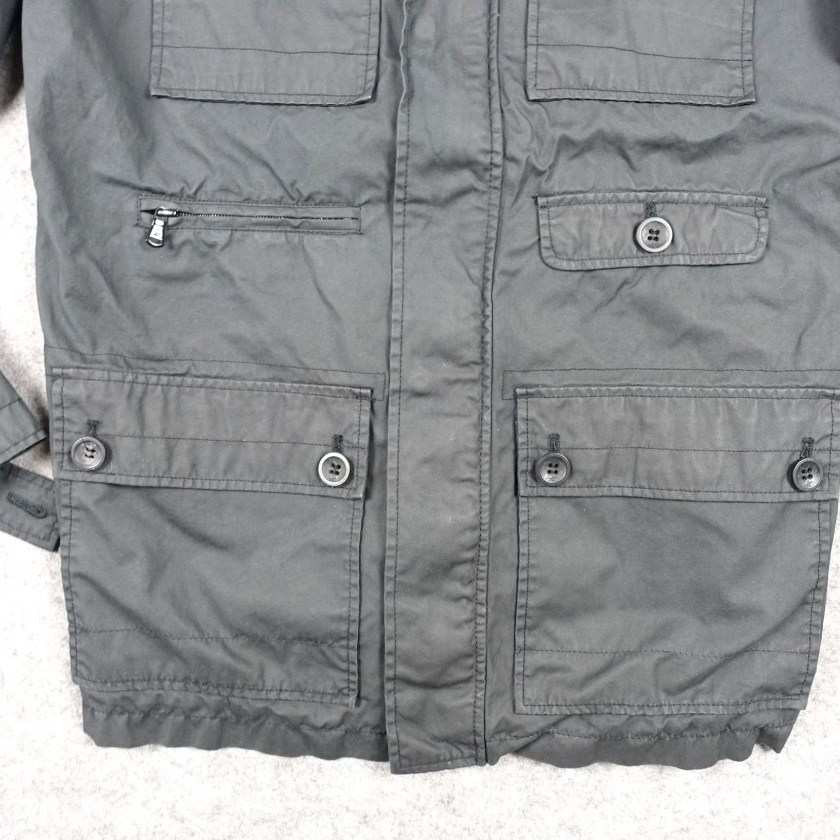 Kenneth Cole Kenneth Cole New York Jacket Mens Small Gray Canvas Military Pockets Wax Cotton | Full Zip | Casual Outdoor Size US S / EU 44-46 / 1 - 4 Thumbnail