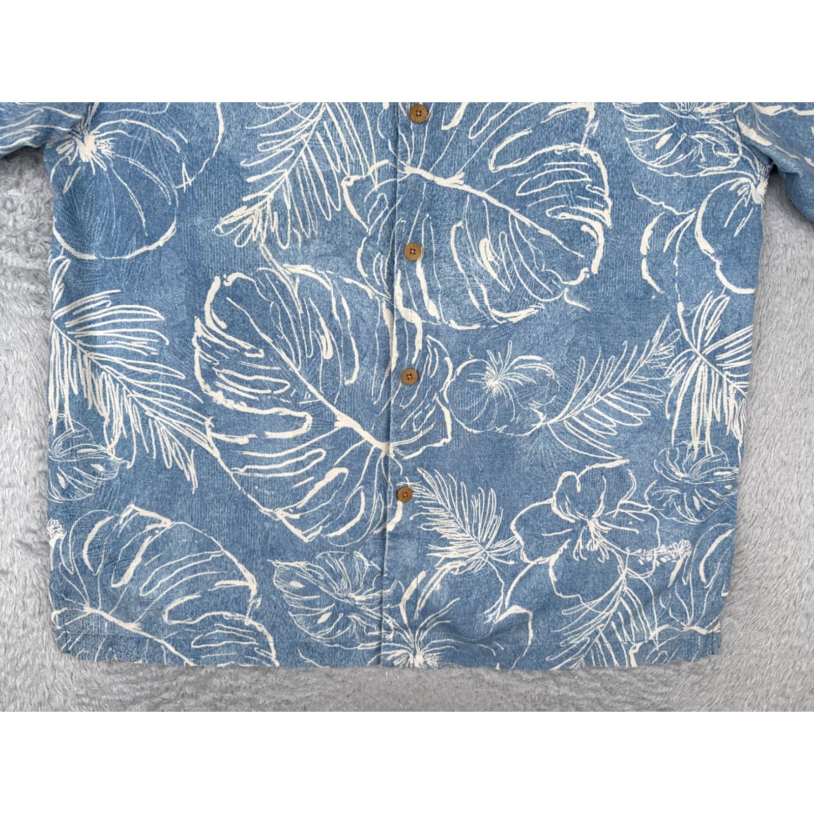 Tommy Bahama VINTAGE Tommy Bahama Shirt Men Large Blue Floral Silk Blend Hawaiian Wood Button Up - READ Size US L / EU 52-54 / 3 - 5 Thumbnail