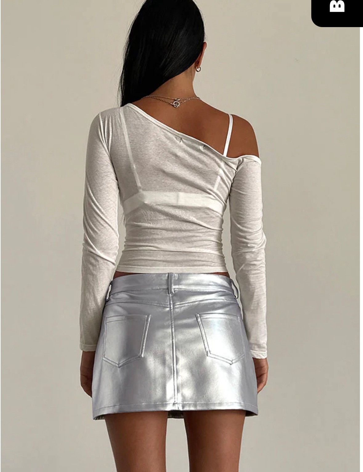 Other Motel Silver Faux Leather Mini Skirt for Night Out NWT Size 27" / US 4 / IT 40 - 3 Thumbnail