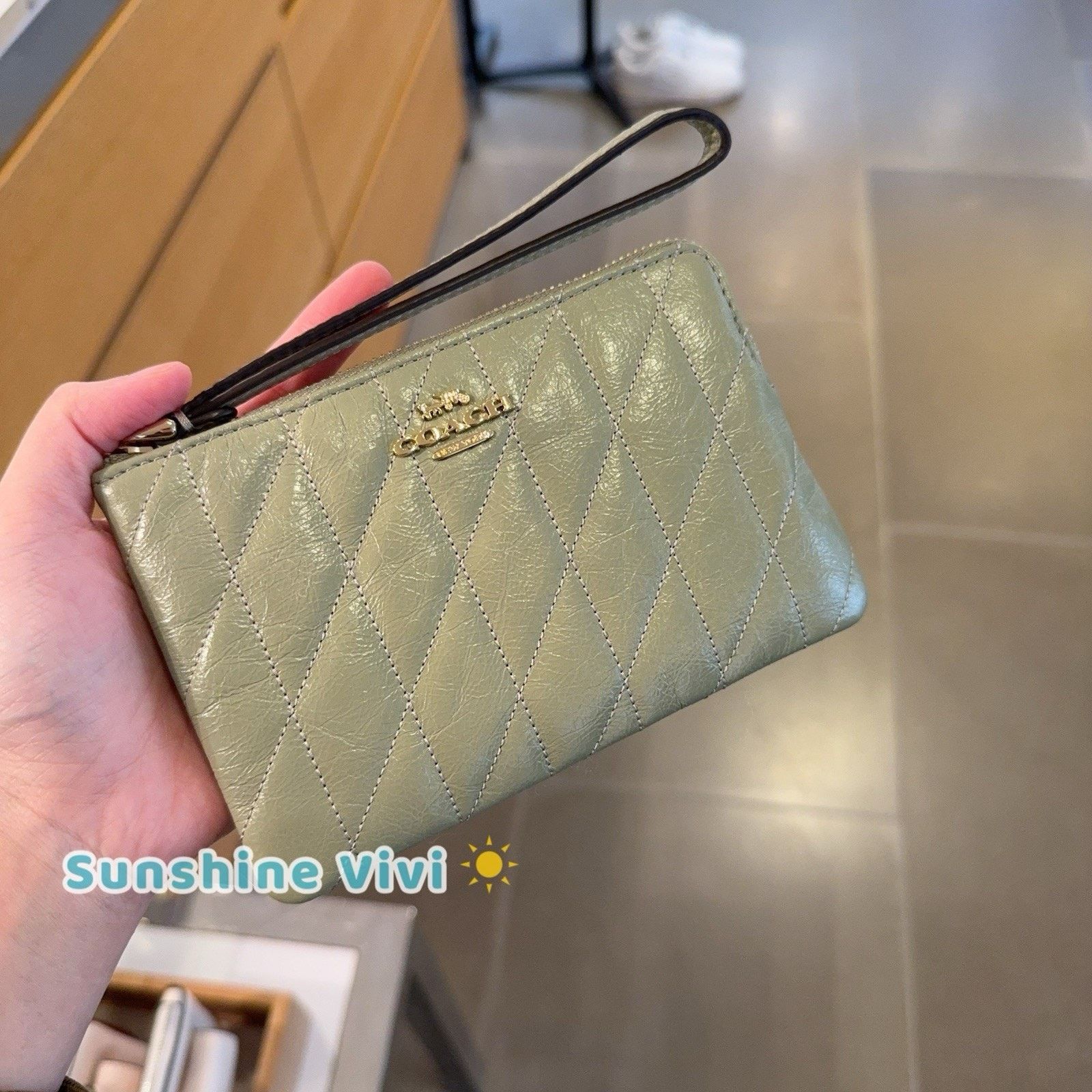 Coach NWT Coach Corner Zip Wristlet CEF80 leather PISTACHIO Size ONE SIZE - 1 Thumbnail