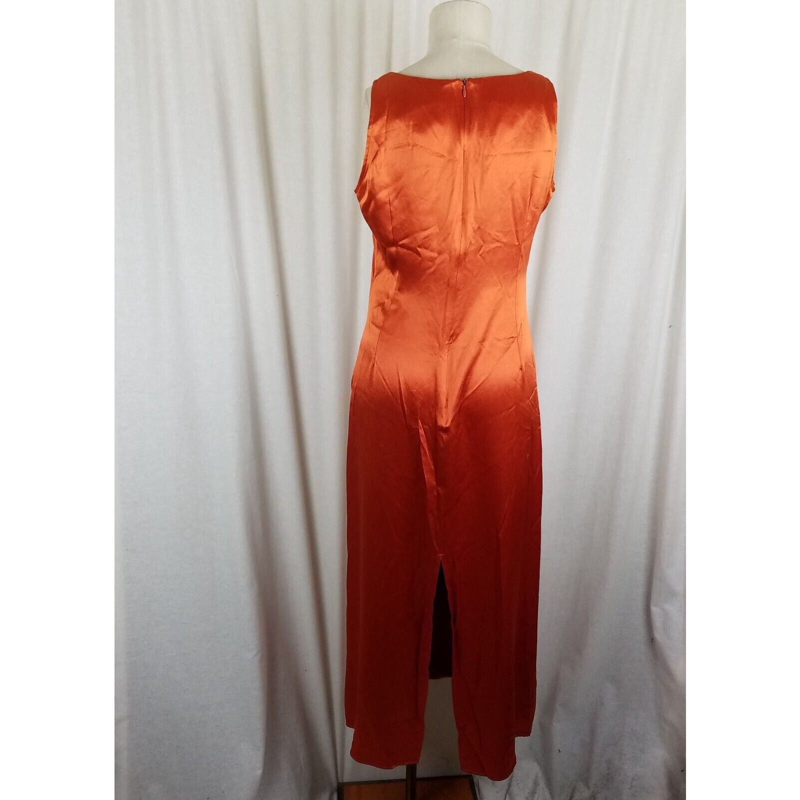 Vtg Soda Blu Maxi Sleeveless Metallic Sheen Tank Dress Rust