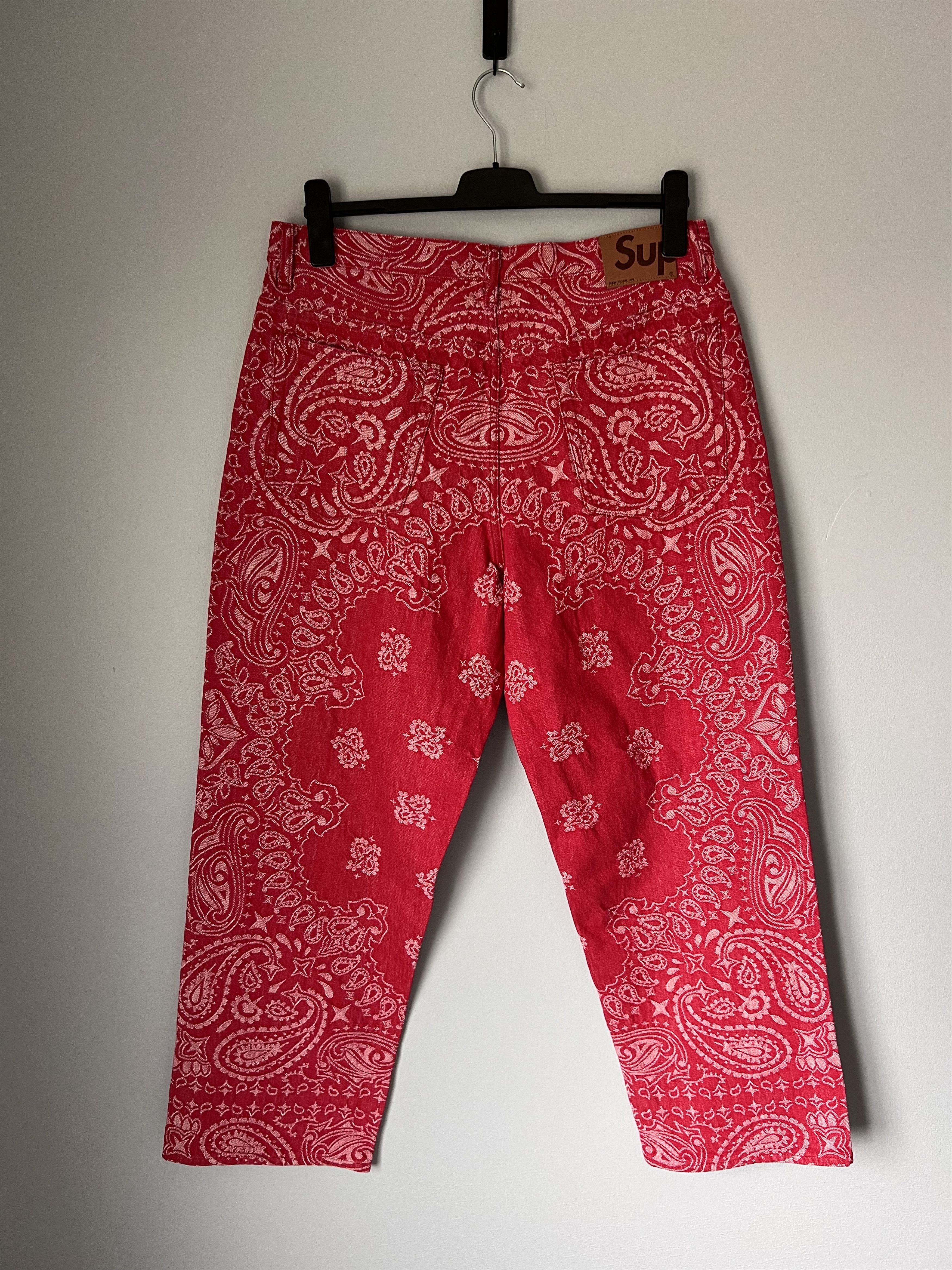 Supreme Paisley Jacquard Baggy Jeans in Red