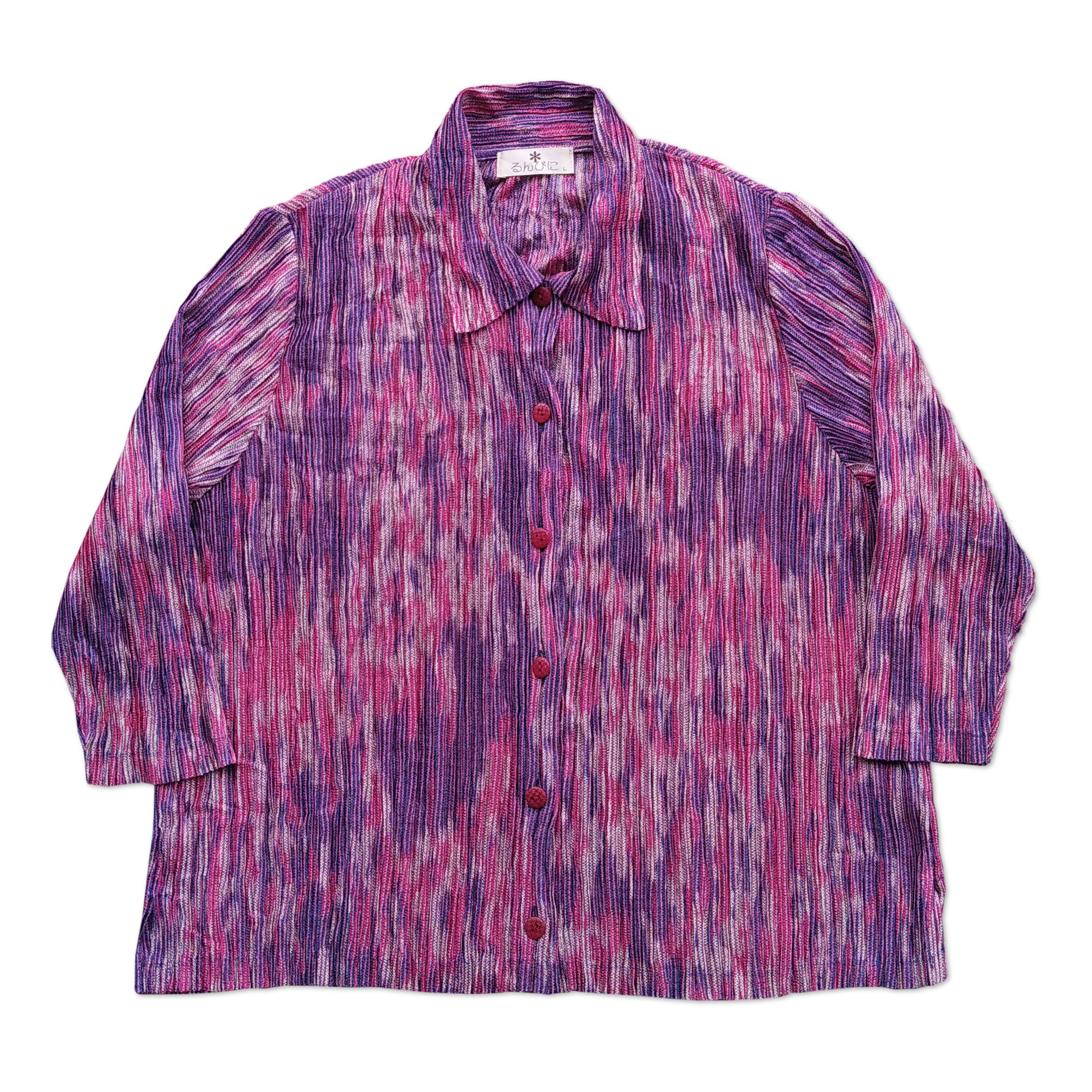 image of Issey Miyake x Vintage 90's Unknown Japanse Brand Pleated Mesh Longsleeve, Men's (Size Large)