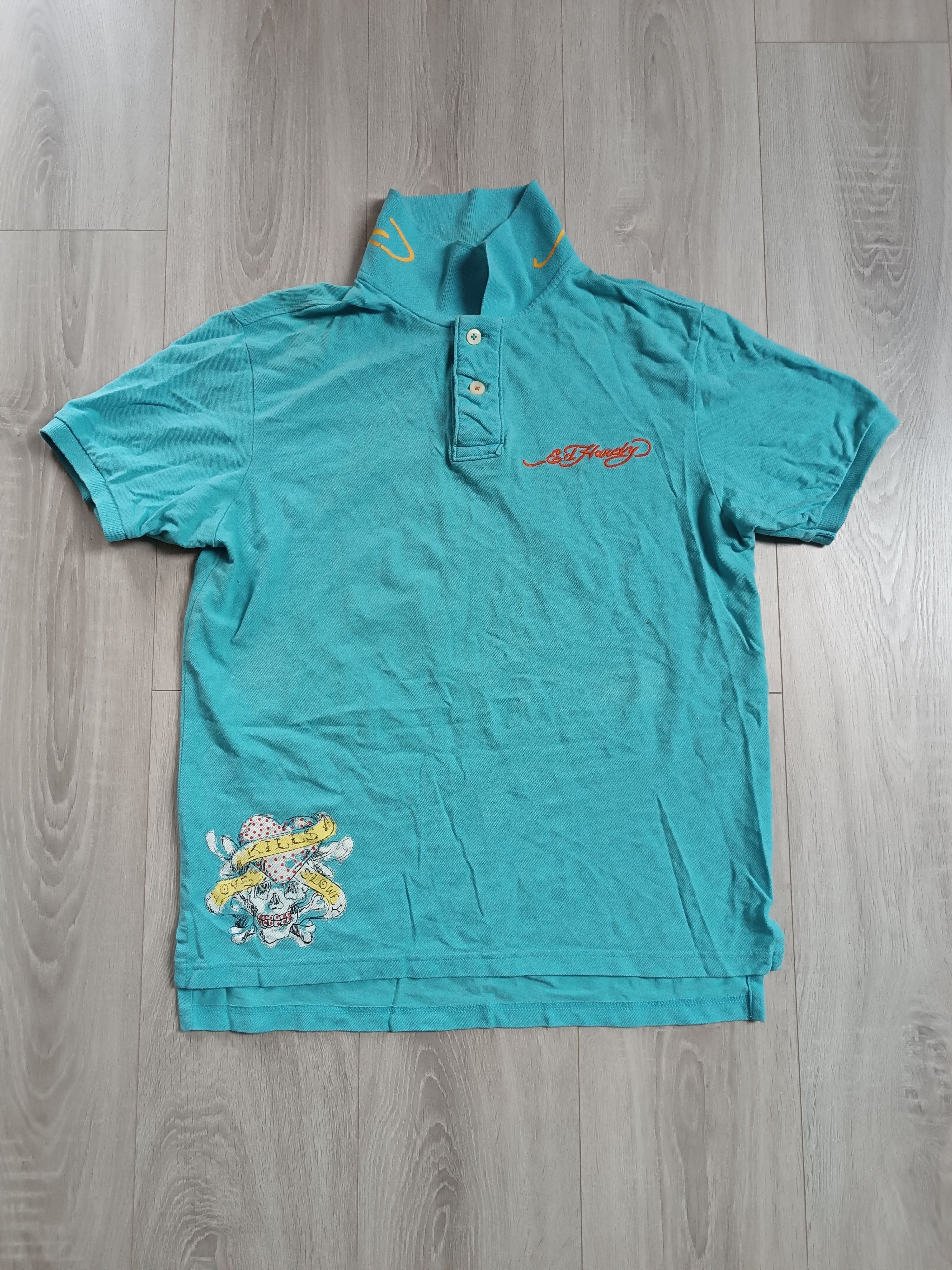 Ed Hardy Vitnage y2k style ed hardy polo tee blue Size US L / EU 52-54 / 3 - 2 Thumbnail