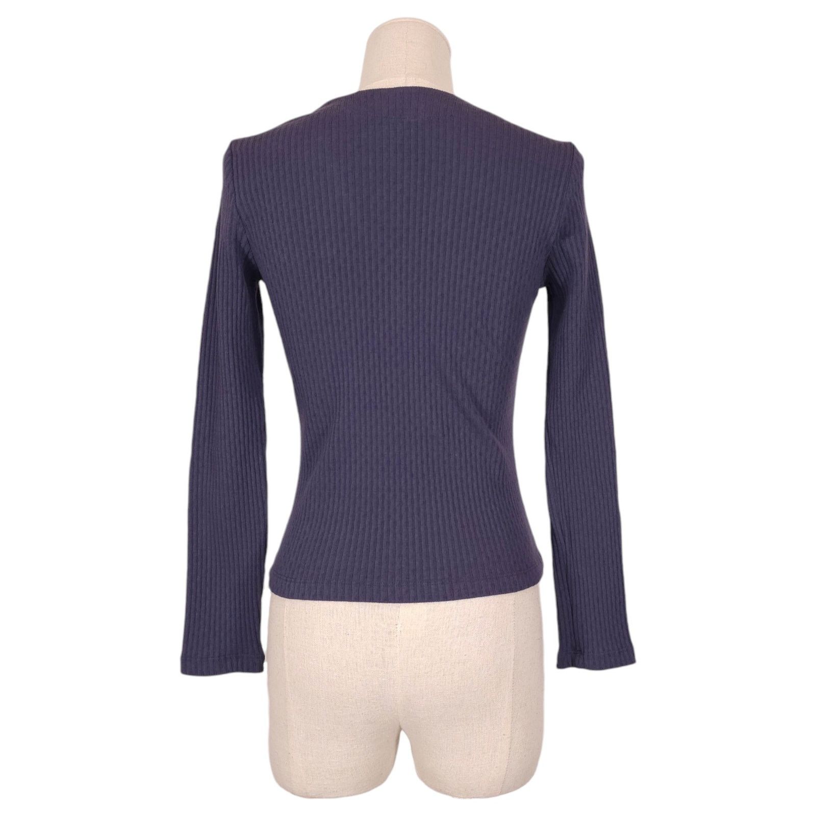Other Amour Vert Brigitte Ribbed Button Front Cardigan Blue Sz XXS Size XXS / US 00 / IT 34 - 3 Thumbnail