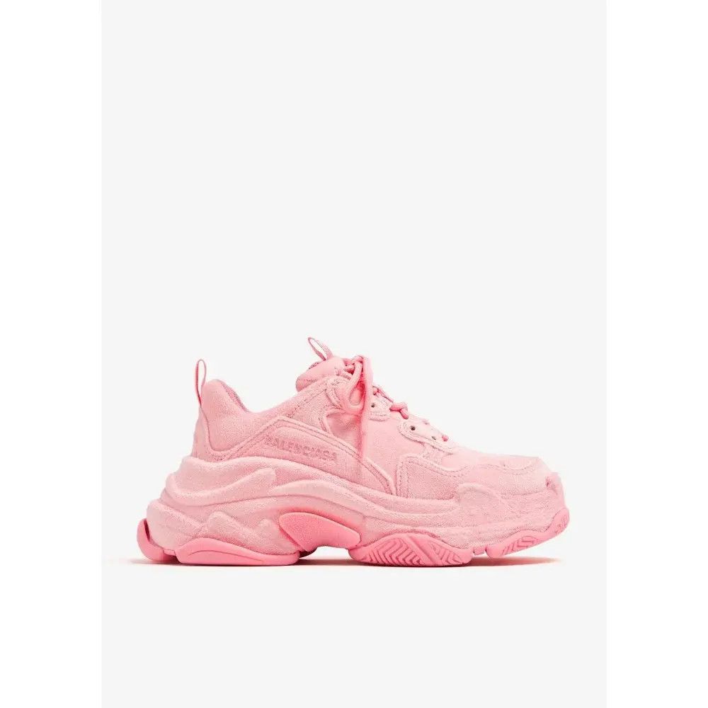 Balenciaga o1w1db10526 Triple S Sneakers Velvet in Pink Size US 10 / IT 40 - 1 Thumbnail