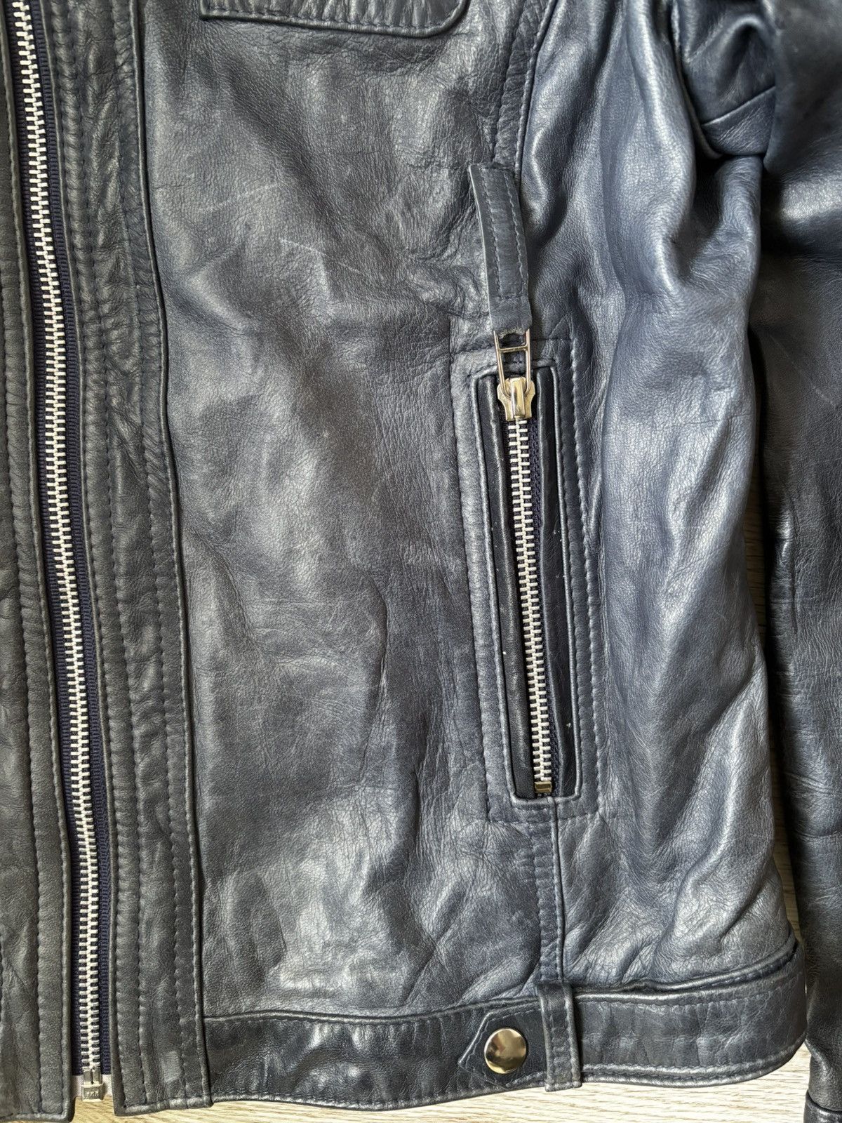 Other Renzo Costa Dark Blue Leather Jacket M – Peru Made Size M / US 6-8 / IT 42-44 - 4 Thumbnail