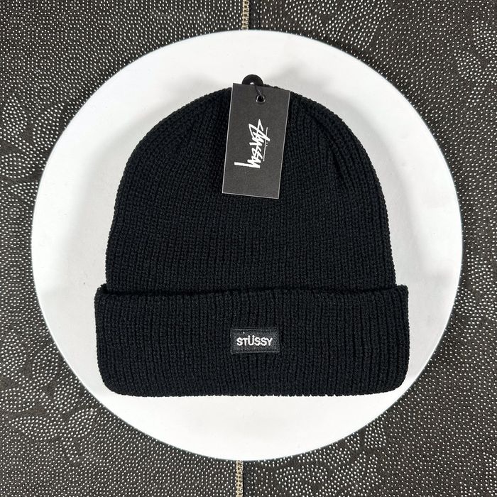 Vintage Stussy Small Patch Watch Cap Beanie Black | Grailed