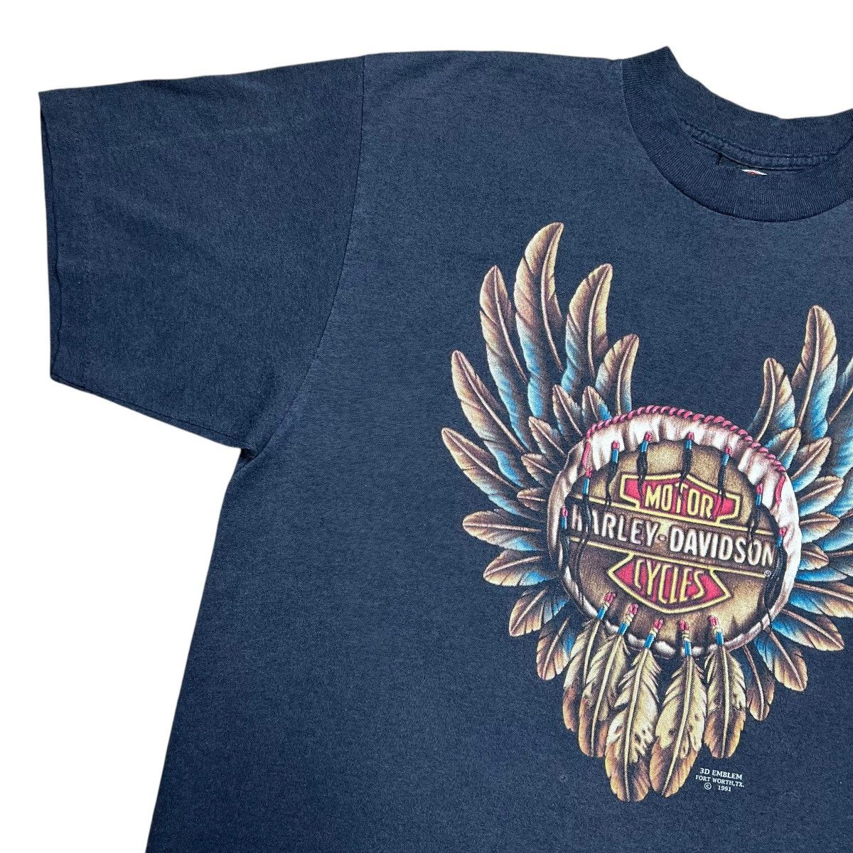 Harley Davidson × Vintage Vtg 1991 Harley Davidson 3D Emblem Native Dream Catcher Tee Size US XL / EU 56 / 4 - 9 Thumbnail