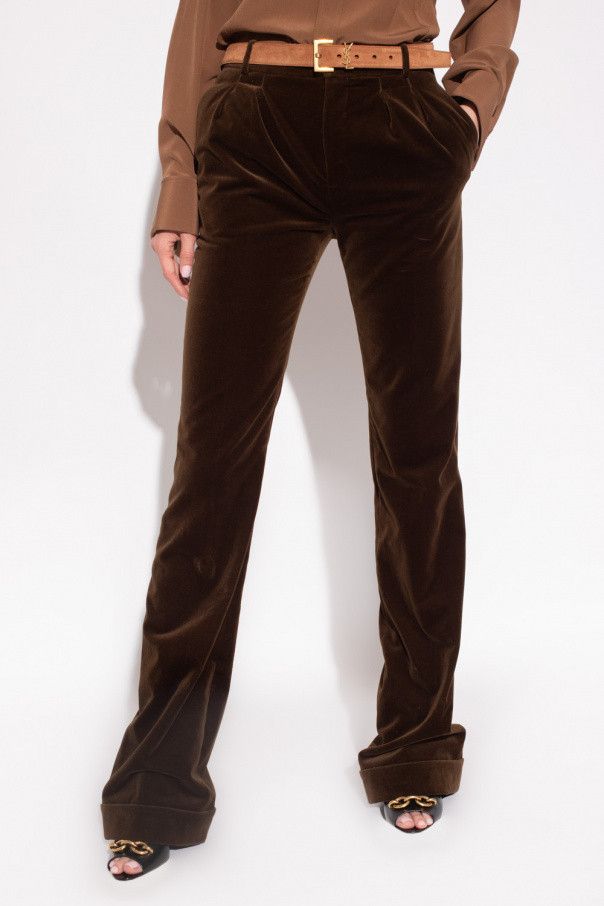Saint Laurent Paris o1s1wg111024 Flare Pants In Velvet in Brown Size 26" / US 2 / IT 38 - 3 Thumbnail