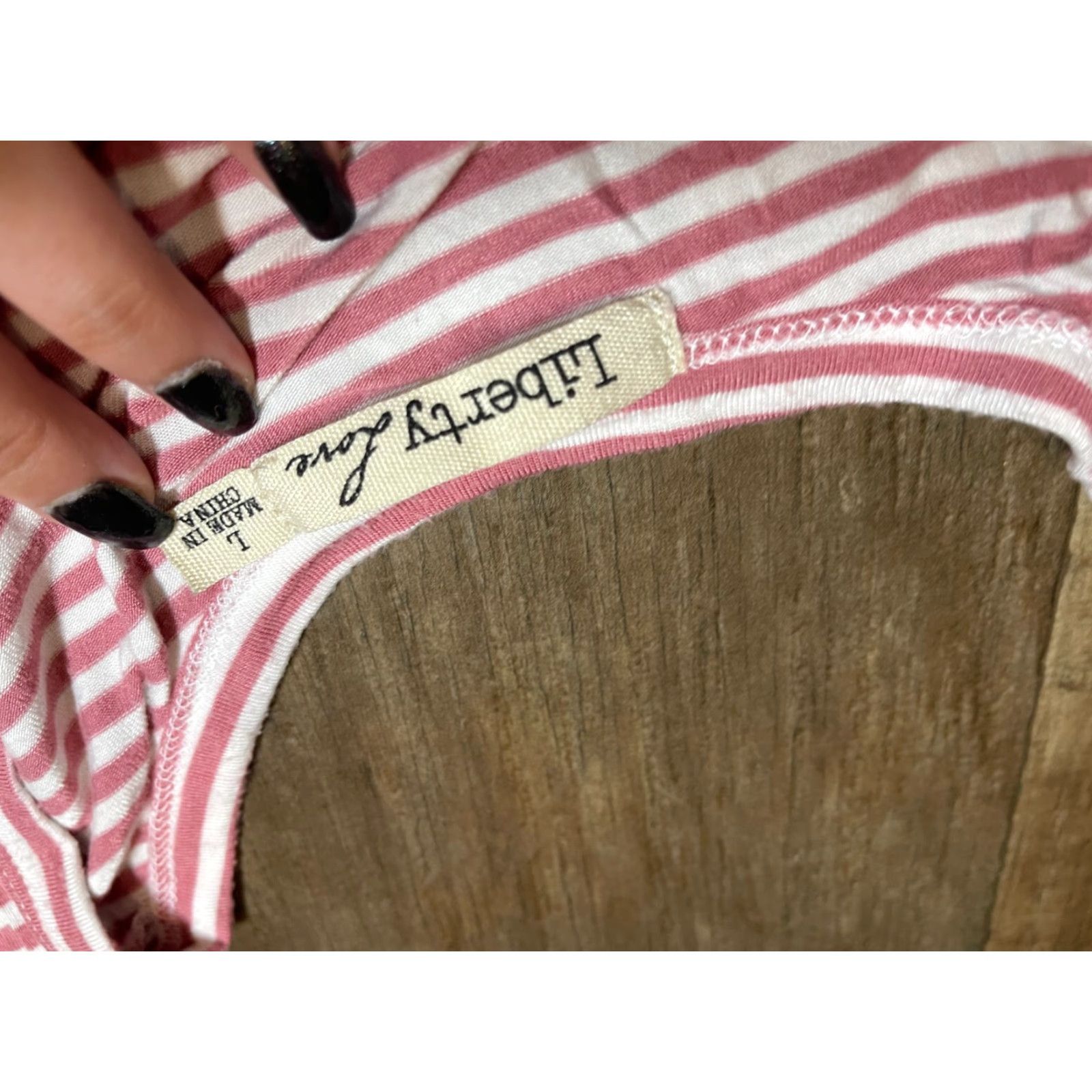 Vintage Liberty Love Top Womens Large Short Sleeve Button-Up Striped Pink Love Womens L Shirt Size L / US 10 / IT 46 - 4 Thumbnail