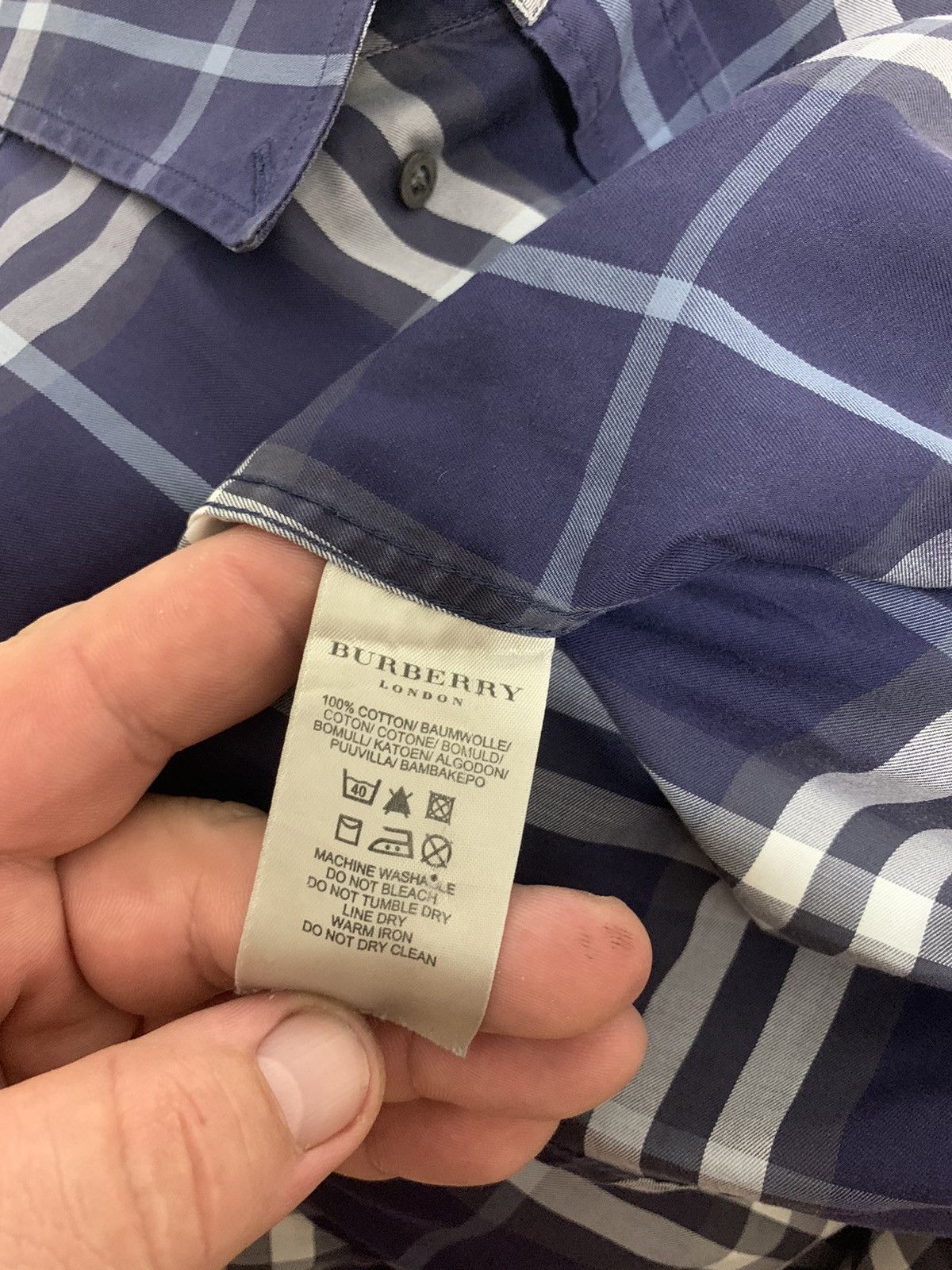 Burberry Burberry Men’s Blue Checked Shirt Button UP Size L. Size US L / EU 52-54 / 3 - 11 Thumbnail