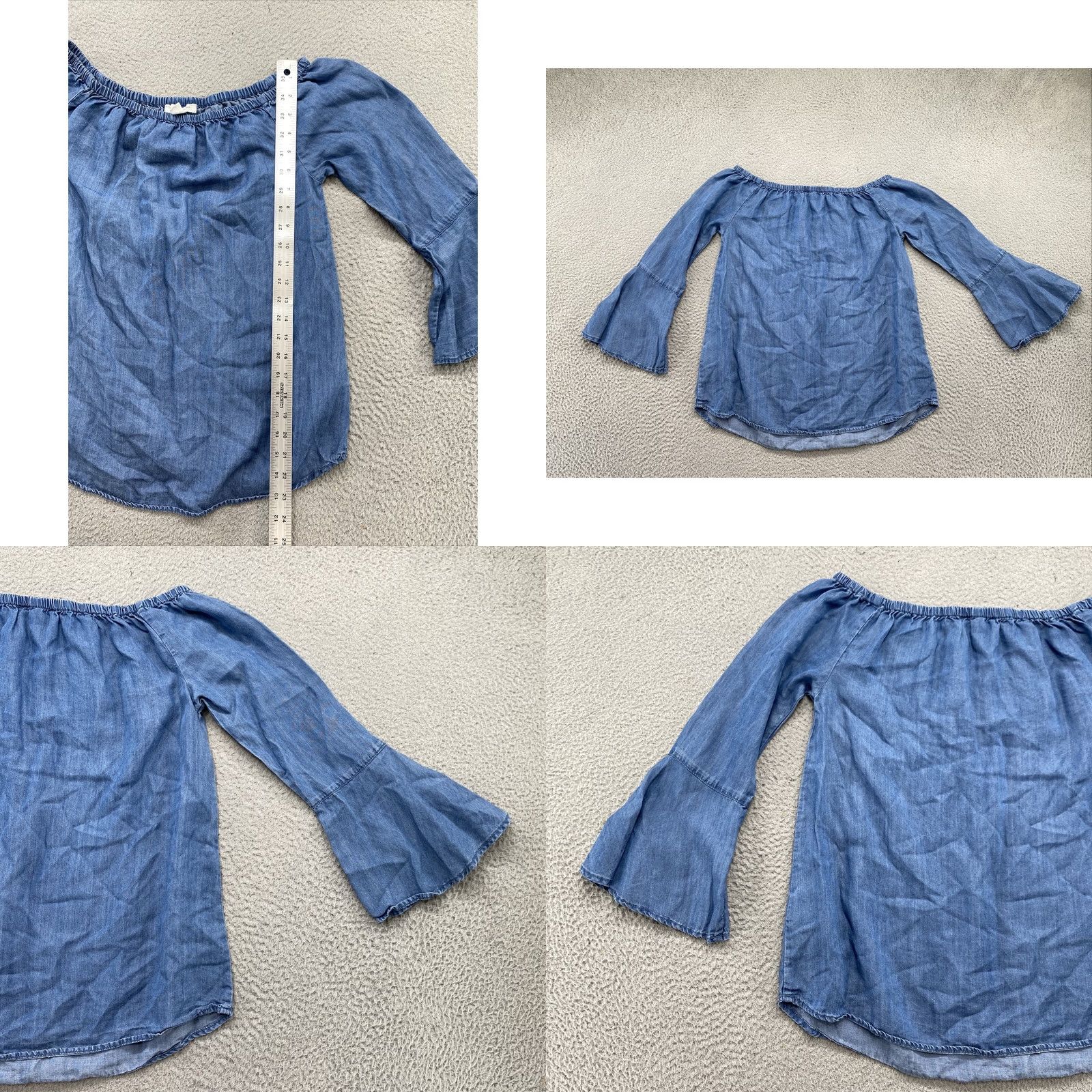 Vintage Beach Lunch Lounge Shirt Women’s Blue Chambray Lyocell 3/4 Sleeve V-Neck Pullover SZ S Size S / US 4 / IT 40 - 8 Thumbnail