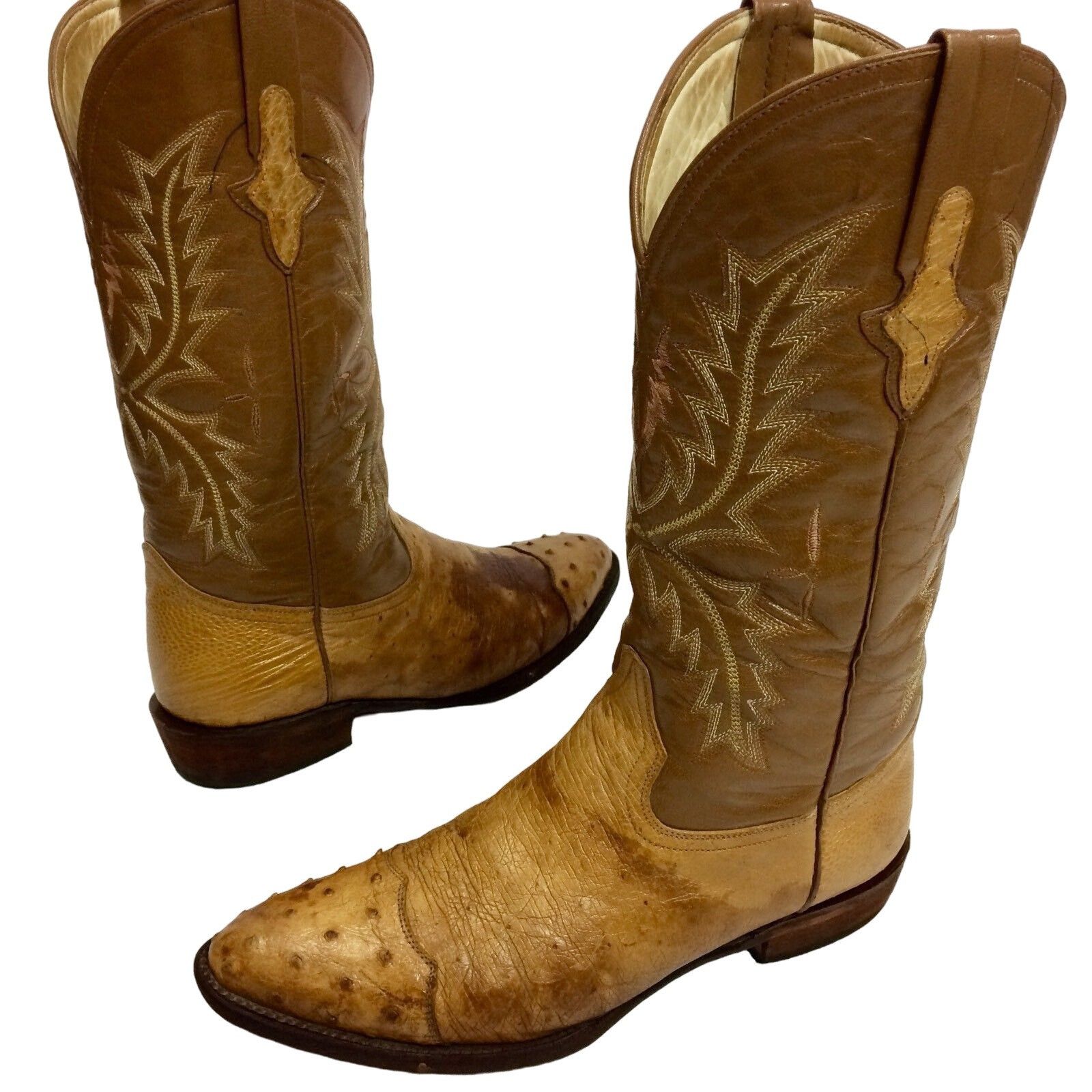 Other Vtg Cognac ROCKABILLY Cowboy OSTRICH Quill Skin Boots Size US 9.5 / EU 42-43 - 1 Thumbnail