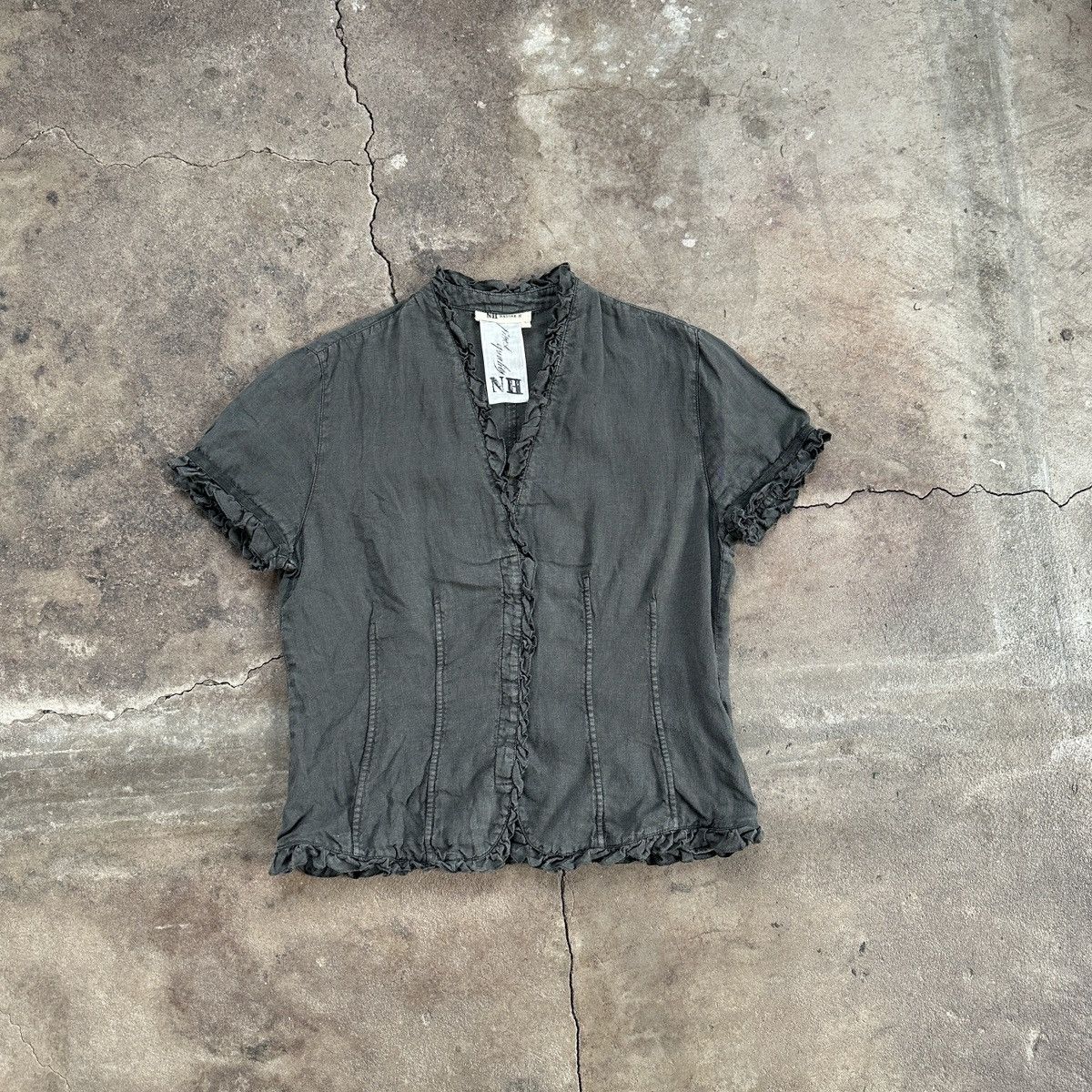 Vintage Nadine II Linen Gray Blouse Size XS / US 0-2 / IT 36-38 - 1 Thumbnail
