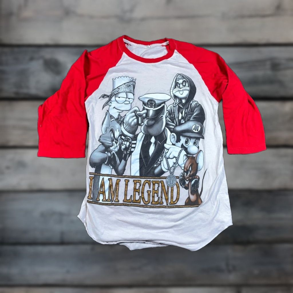 Vintage VINTAGE Flying Horse T-Shirt Baseball Style Adult Medium Gray Red I Am Legend Cartoon Sports Shirt Mens Regular 3/4 Sleeve Crew Neck Size US M / EU 48-50 / 2 - 1 Thumbnail