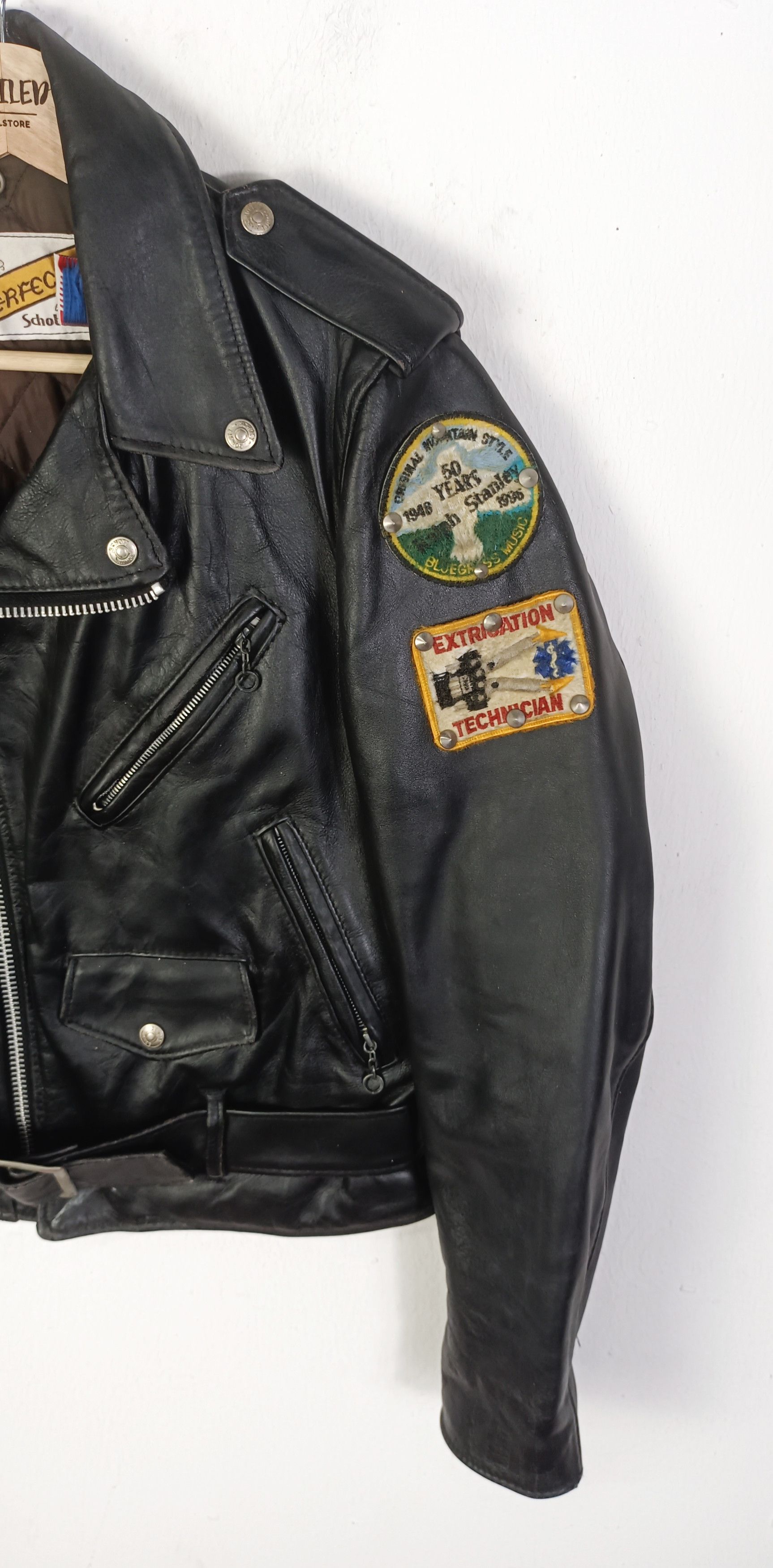 Schott Schott Perfecto "Mc Loguc" Punk Casino Leather Jacket (36) Size US M / EU 48-50 / 2 - 5 Thumbnail
