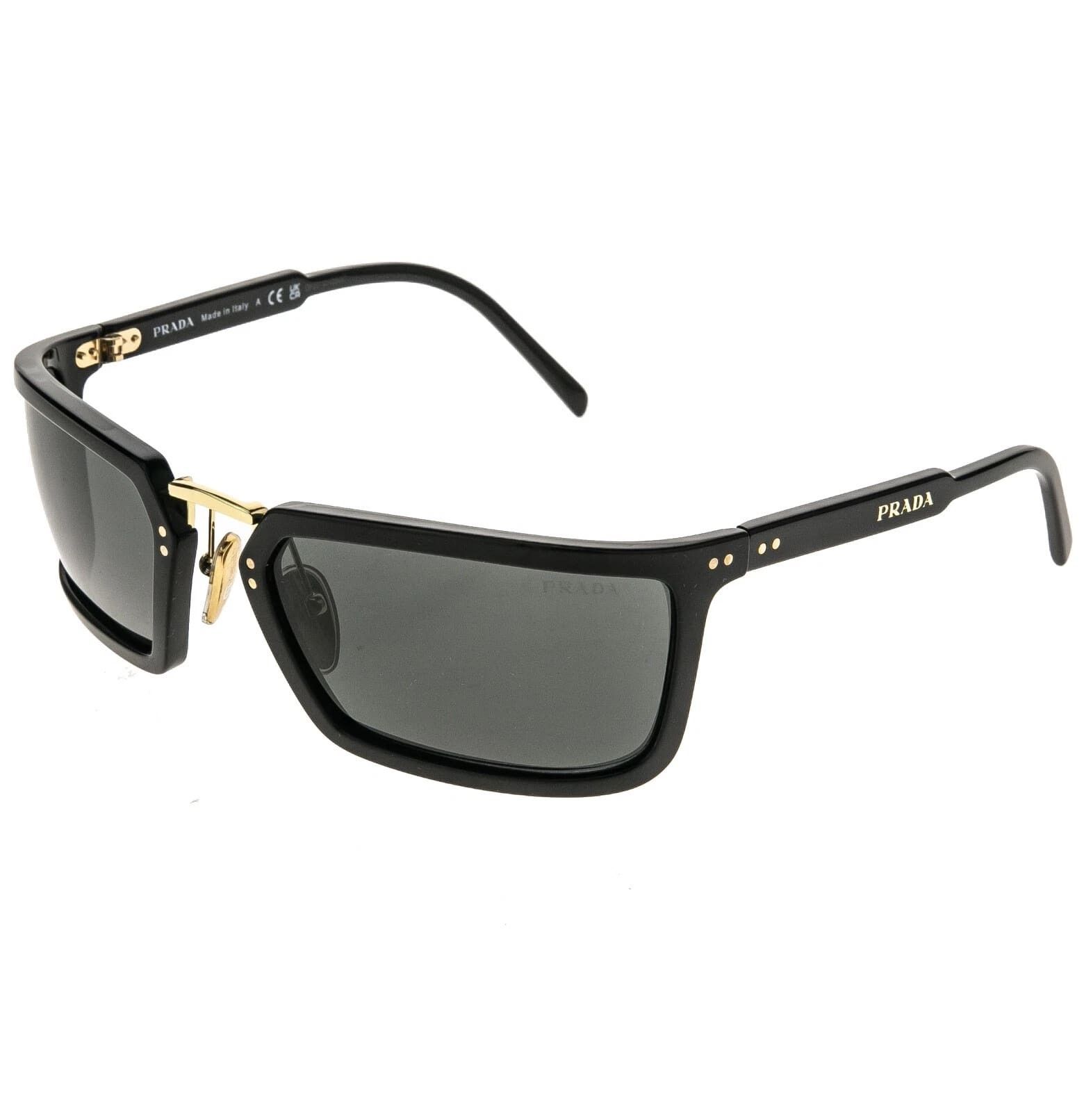 Prada PRADA A11 PRA11S Black Gold Logo Wrap Mask Unisex Sunglasses Size ONE SIZE - 4 Thumbnail