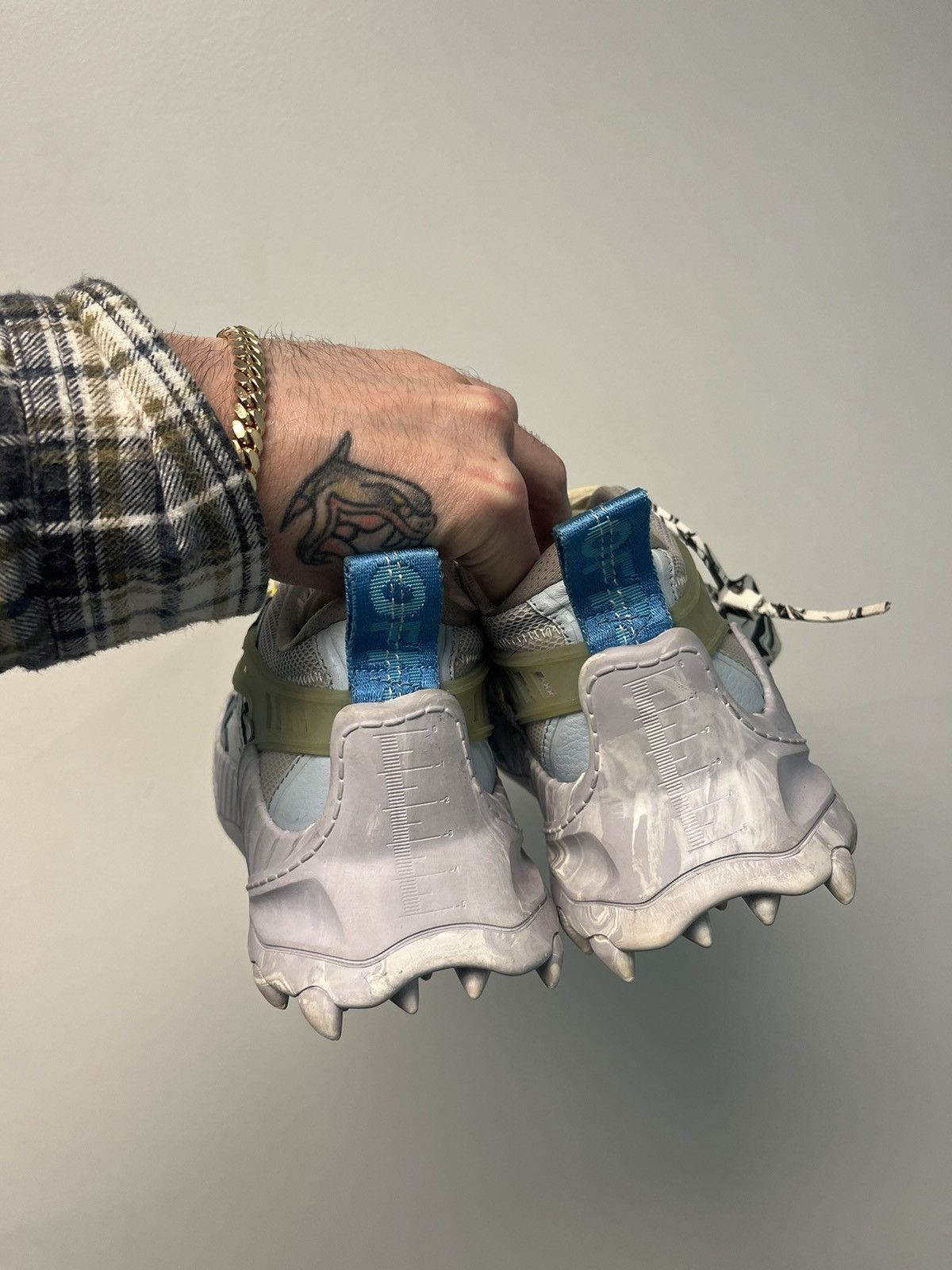 Off-White Off-White Odsy 1000 Sneakers Gray/Light Blue Size US 7 / EU 40 - 4 Thumbnail