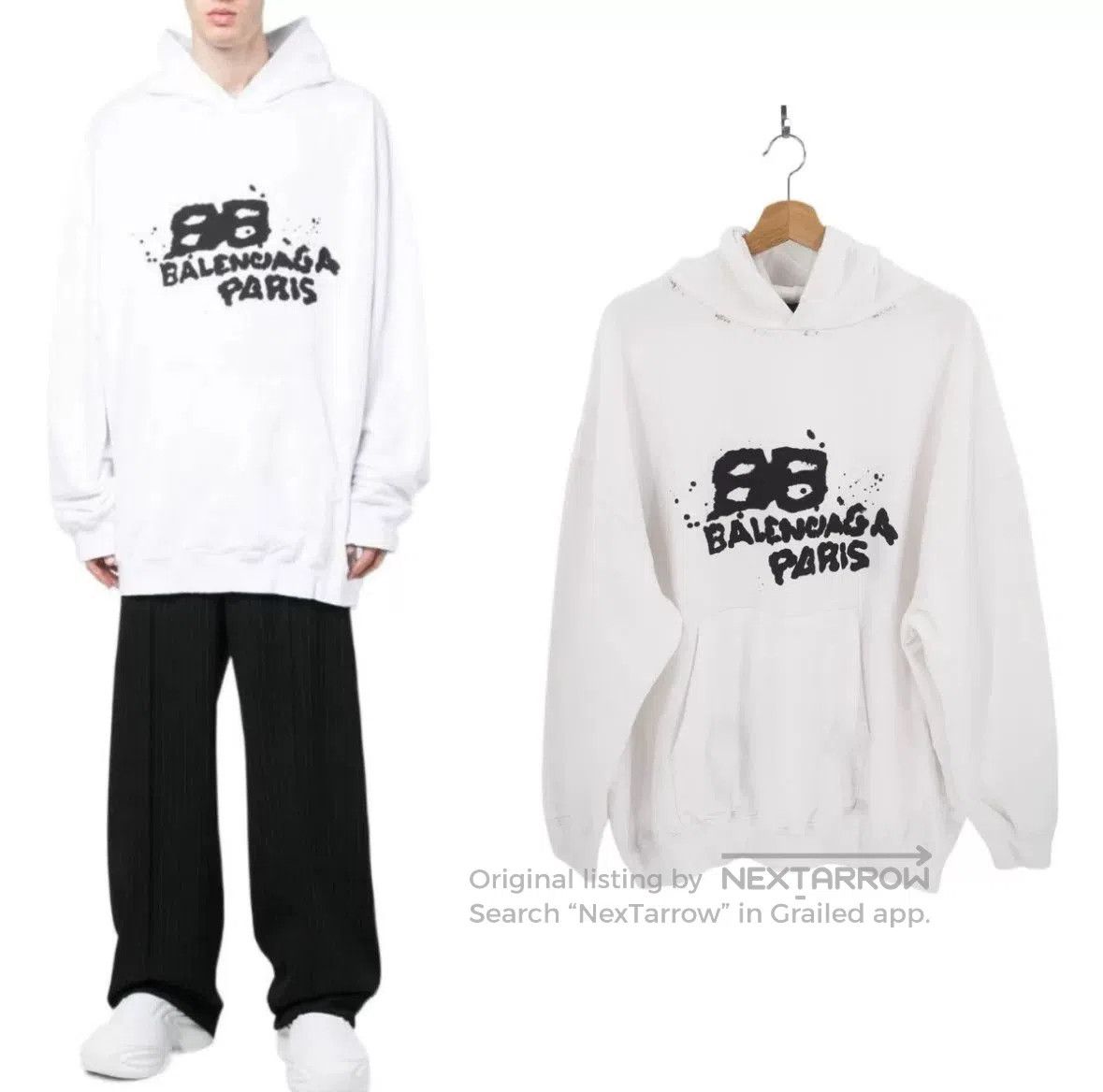 balenciaga hand drawn logo oversized hoodie.