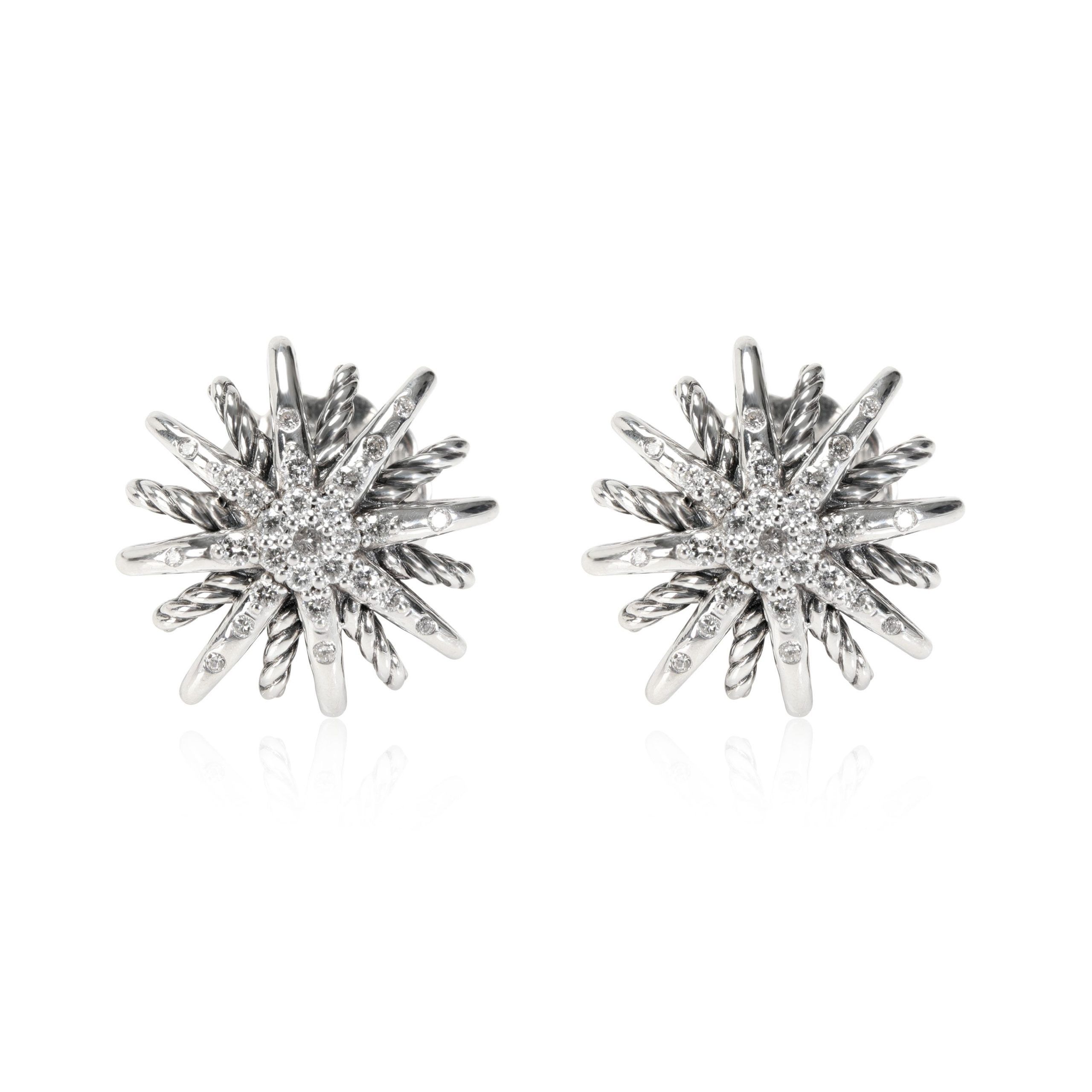 David Yurman Starburst Diamond Earrings in Sterling Silver 0.39 CTW