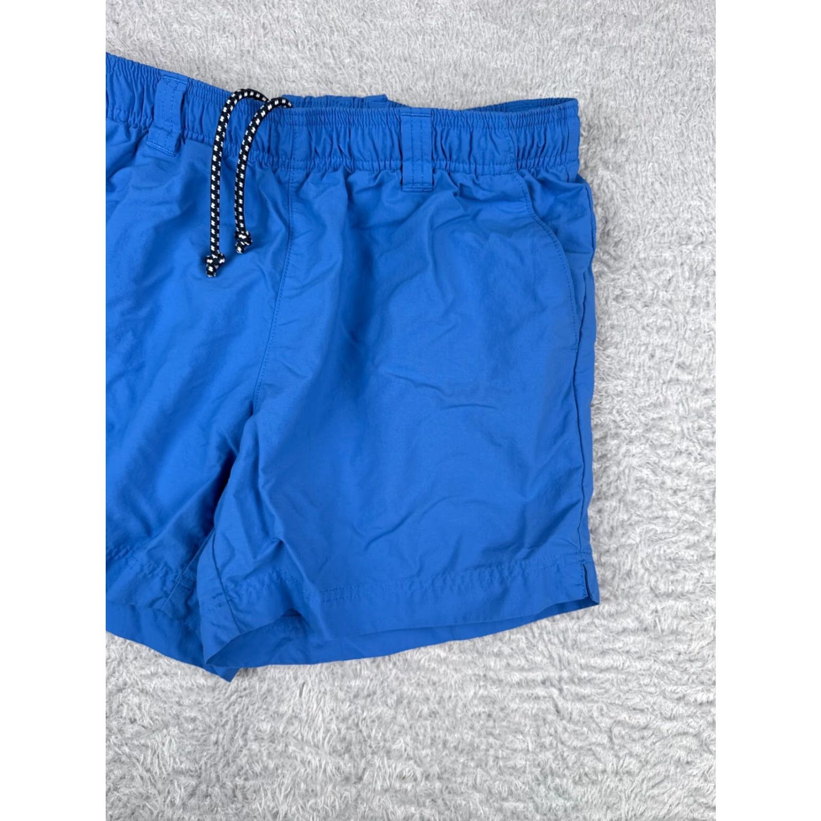 Vintage Columbia Men Shorts Small Blue PFG Nylon Cotton Elastic Waist Cargo Pocket Inseam 5in Size US 29 - 3 Thumbnail