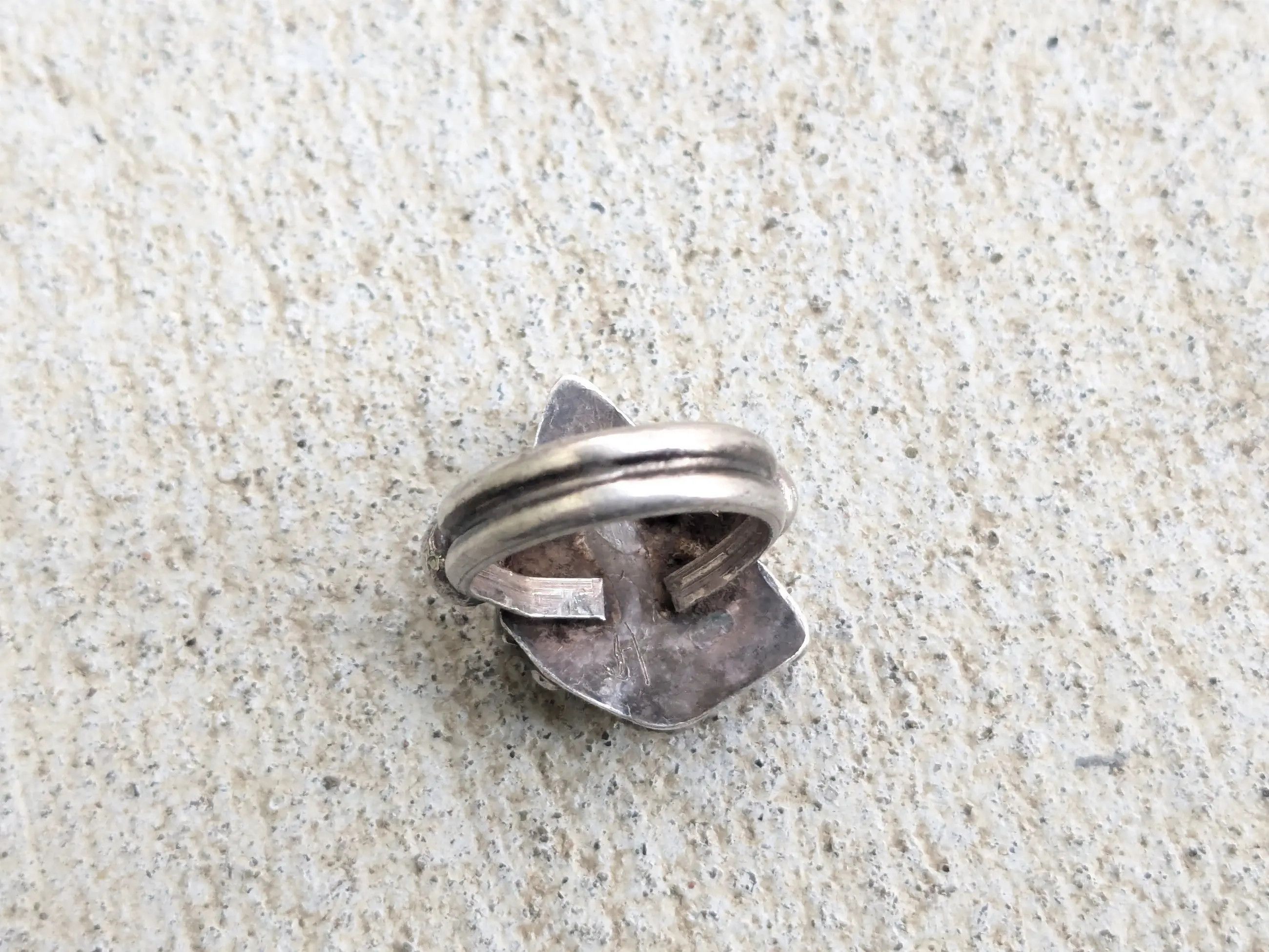 Sterling Silver Vintage Sterling Silver Ring Brown Agate Triangle Modern Size ONE SIZE - 8 Thumbnail