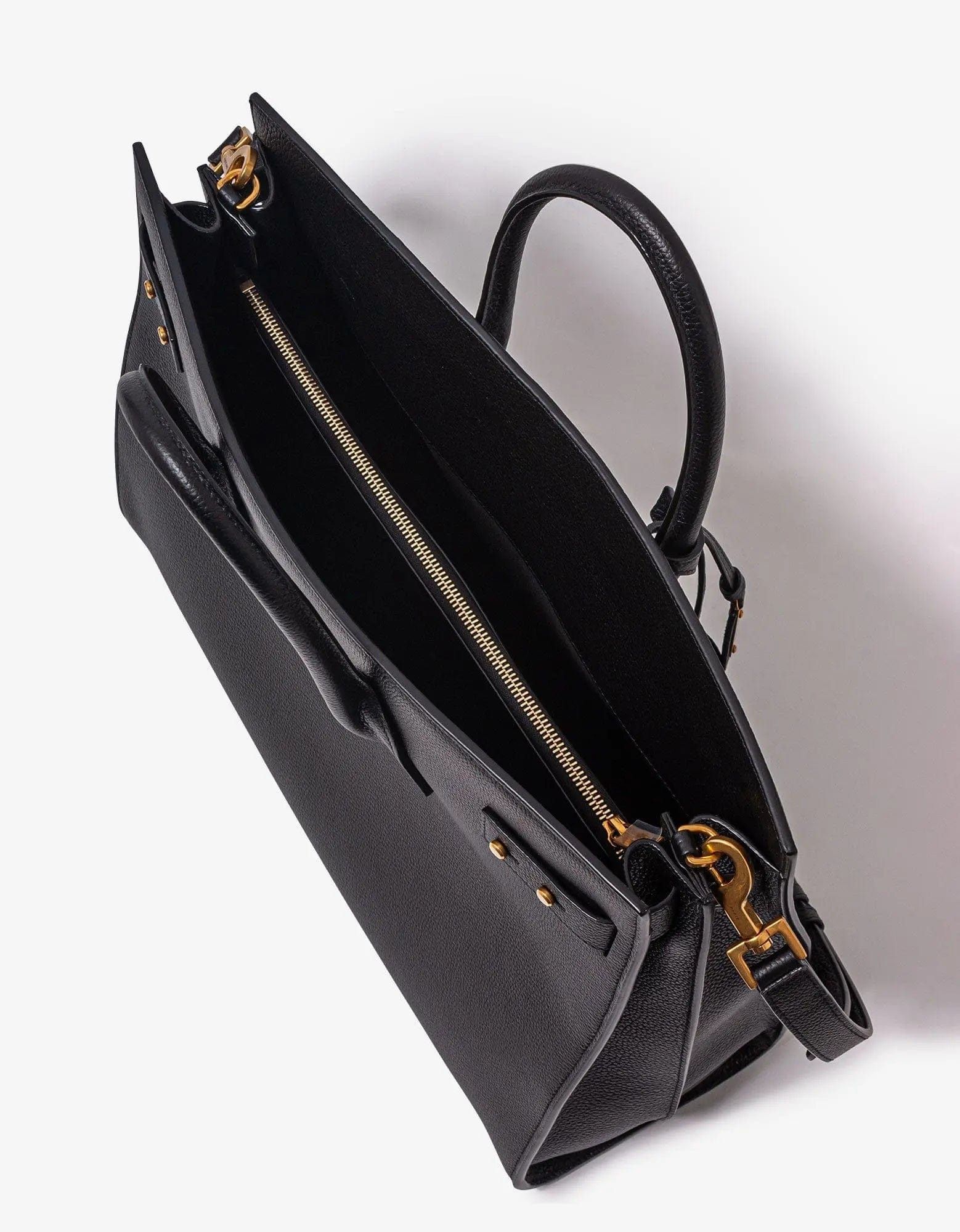 Saint Laurent Paris Saint Laurent Black Leather Thin Large Bag Size ONE SIZE - 4 Thumbnail