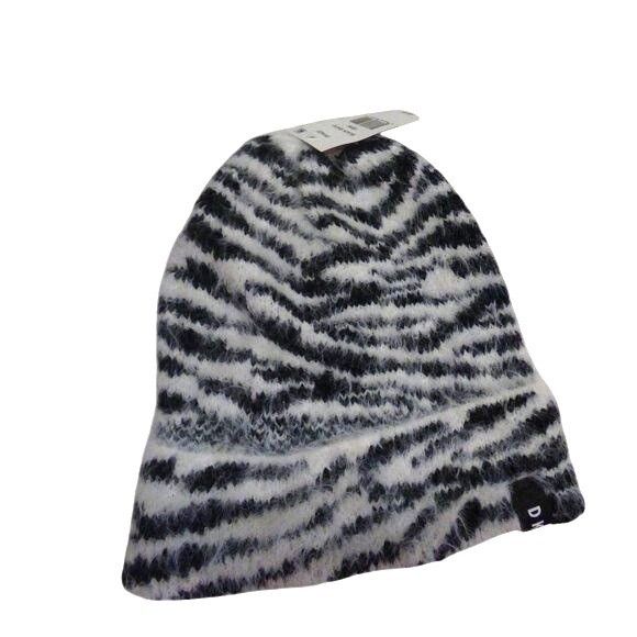 DKNY DKNY Fuzzy Animal Print Knit Scarf and Beanie Combo, Black/W Size ONE SIZE - 6 Thumbnail