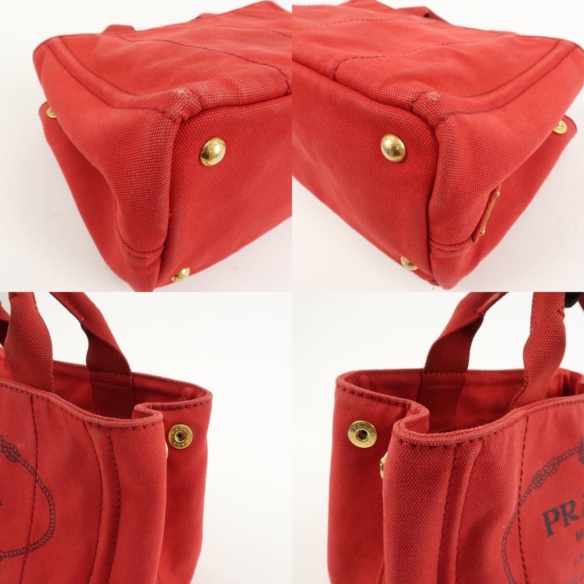 Prada Prada Canapa Mini Canvas Tote Red Size ONE SIZE - 5 Thumbnail