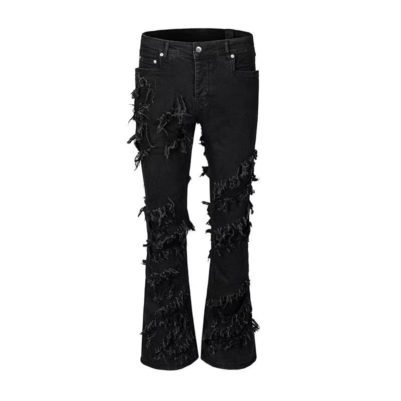 Designer × Japanese Brand × Jean Vintage Street Hip Hop Raw Edge Design Micro Flare Jeans Size US 36 / EU 52 - 7 Thumbnail