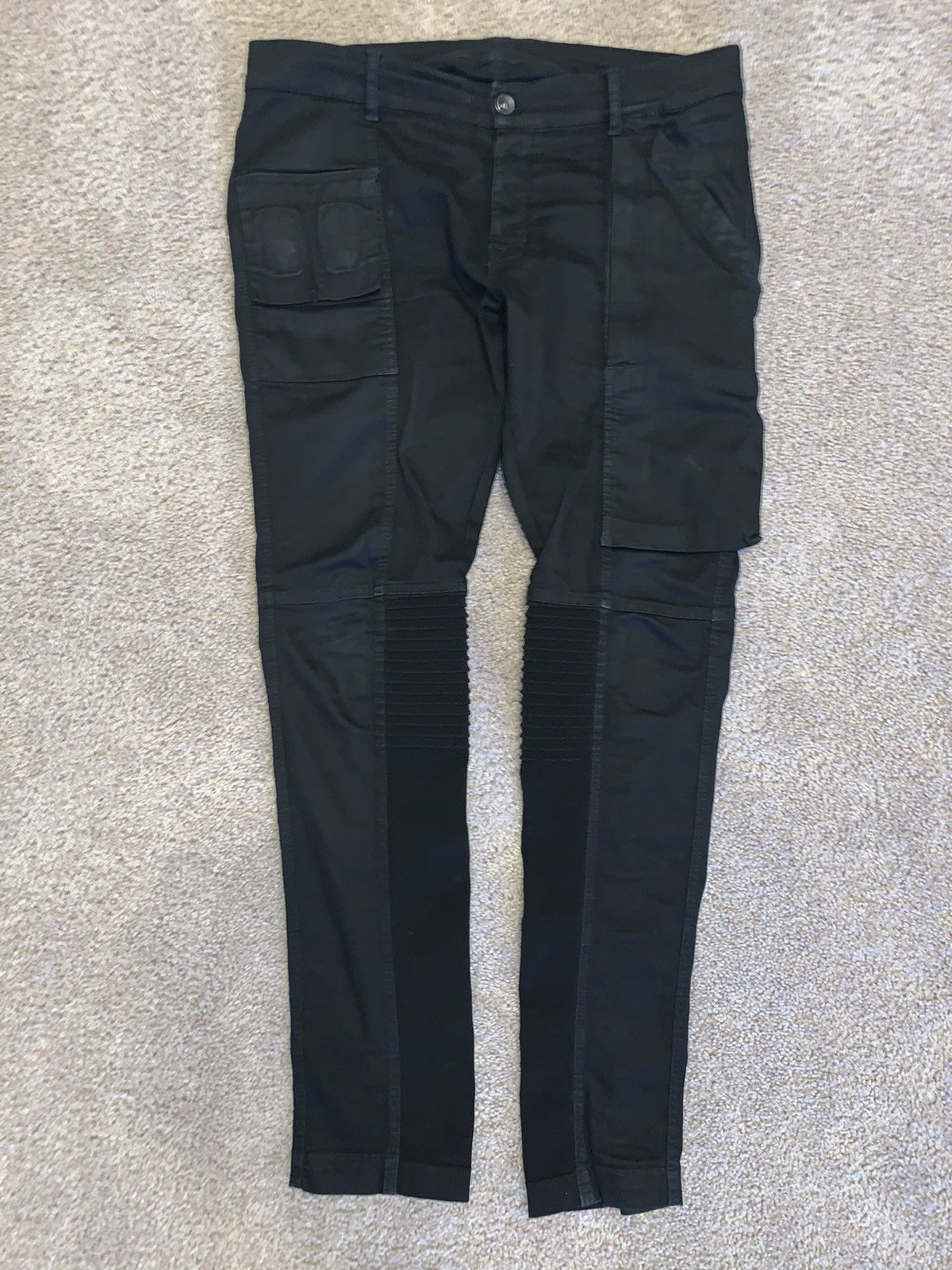 image of Olmar Mirta x Rick Owens Olmar And Mirta Rick Owens Wax Memphis Patch Moto Denim in Black (Size 32)