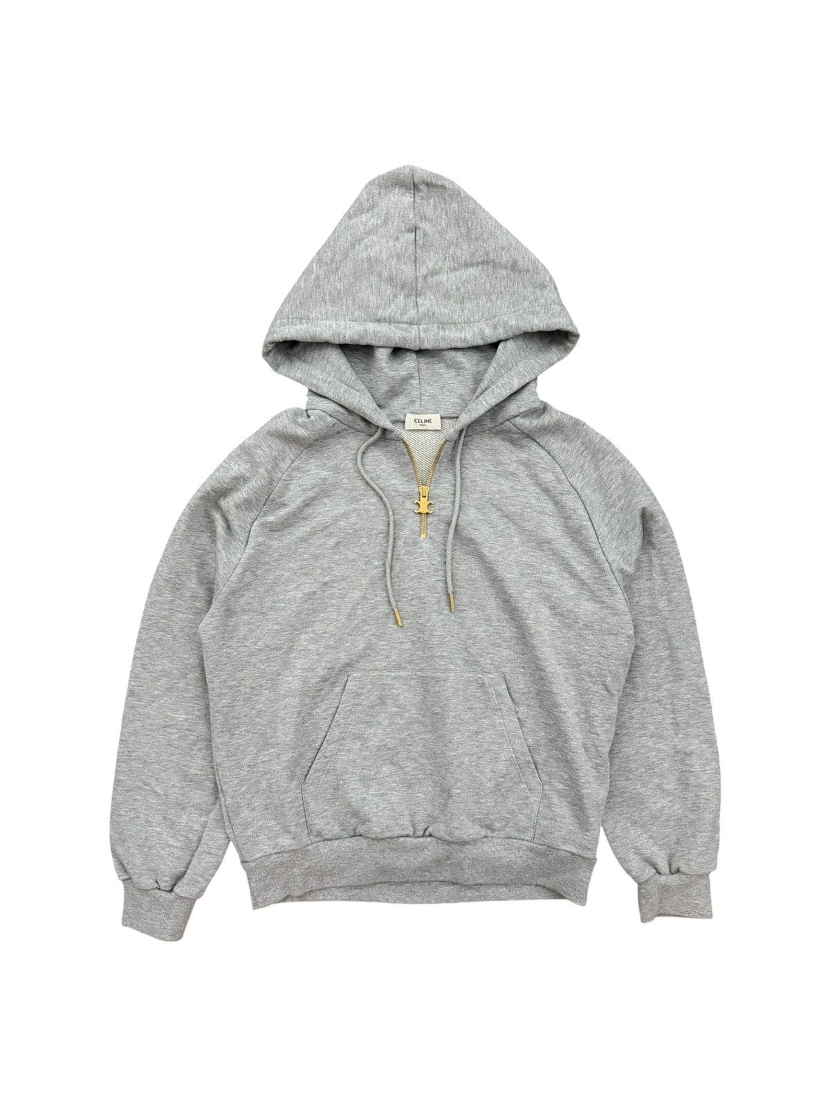 Celine Celine Triomphe Gold Logo Quarter Zip Hoodie Size US S / EU 44-46 / 1 - 1 Thumbnail