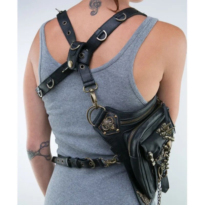Other Crossbody Shoulder / Drop Leg Leather Punk Rock Bag Size ONE SIZE - 5 Thumbnail