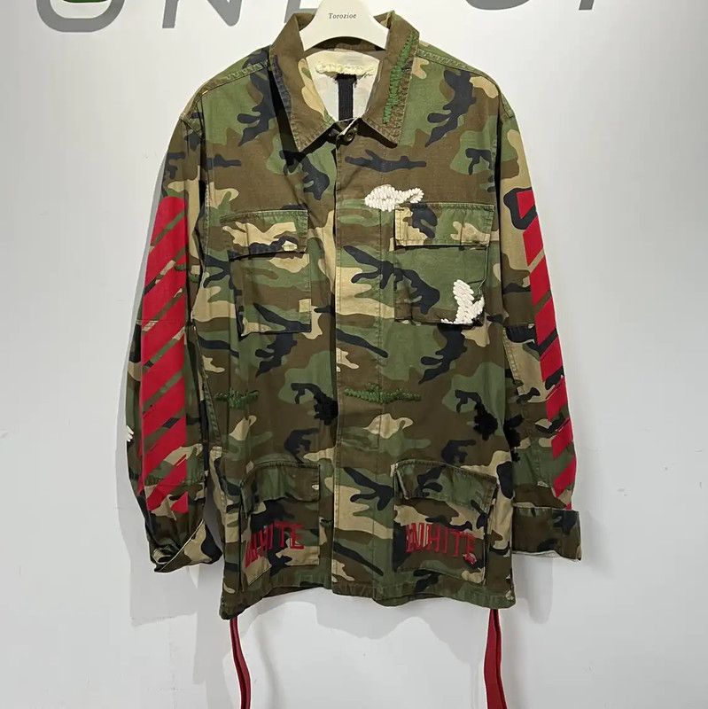 Off-White Off-White Green Camouflage Long Sleeve Shirt 0089 Size US S / EU 44-46 / 1 - 1 Thumbnail