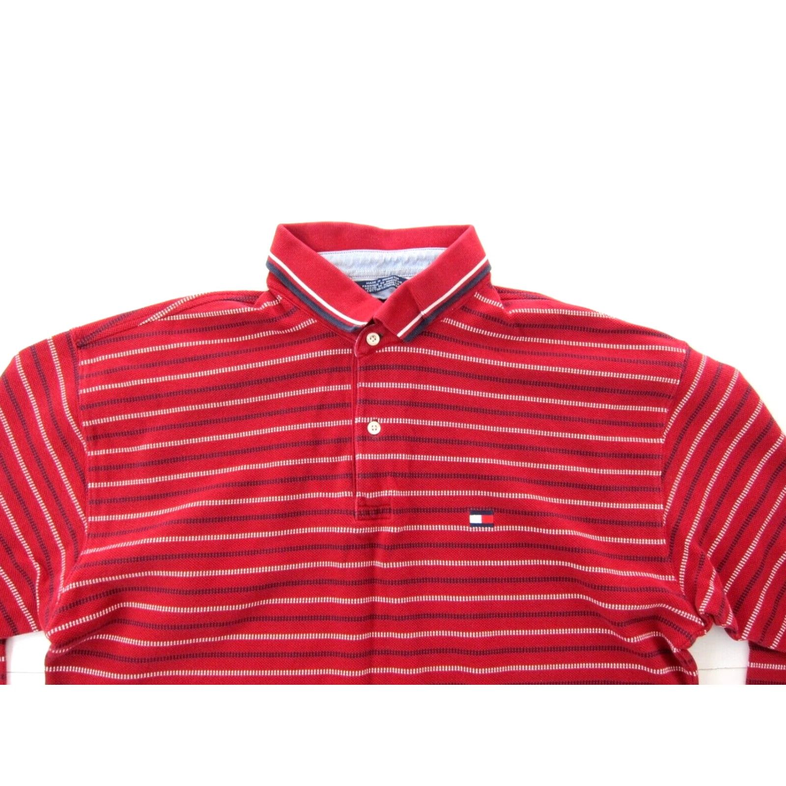 Tommy Hilfiger Vtg Tommy Hilfiger Polo Shirt Striped Long Sleeve Cotton Red Men XL Size US XL / EU 56 / 4 - 3 Thumbnail