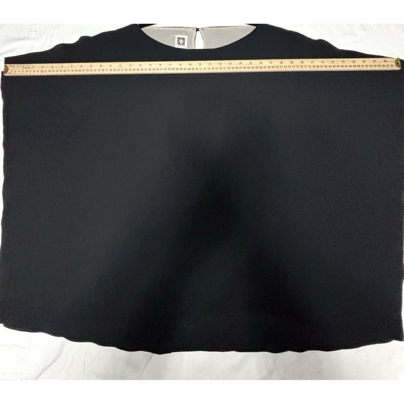 Anne Klein Anne Klein Black Sheer Overlay Cape Blouse (One Size/Fits Most, Lined) Size ONE SIZE - 7 Thumbnail
