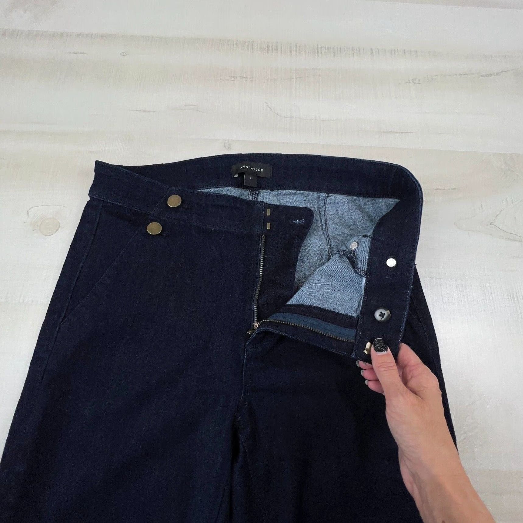 Ann Taylor Ann Taylor Womens Dark Blue Skinny Jeans Mid Rise Stretch Size 8 Size 30" / US 8 / IT 44 - 3 Thumbnail