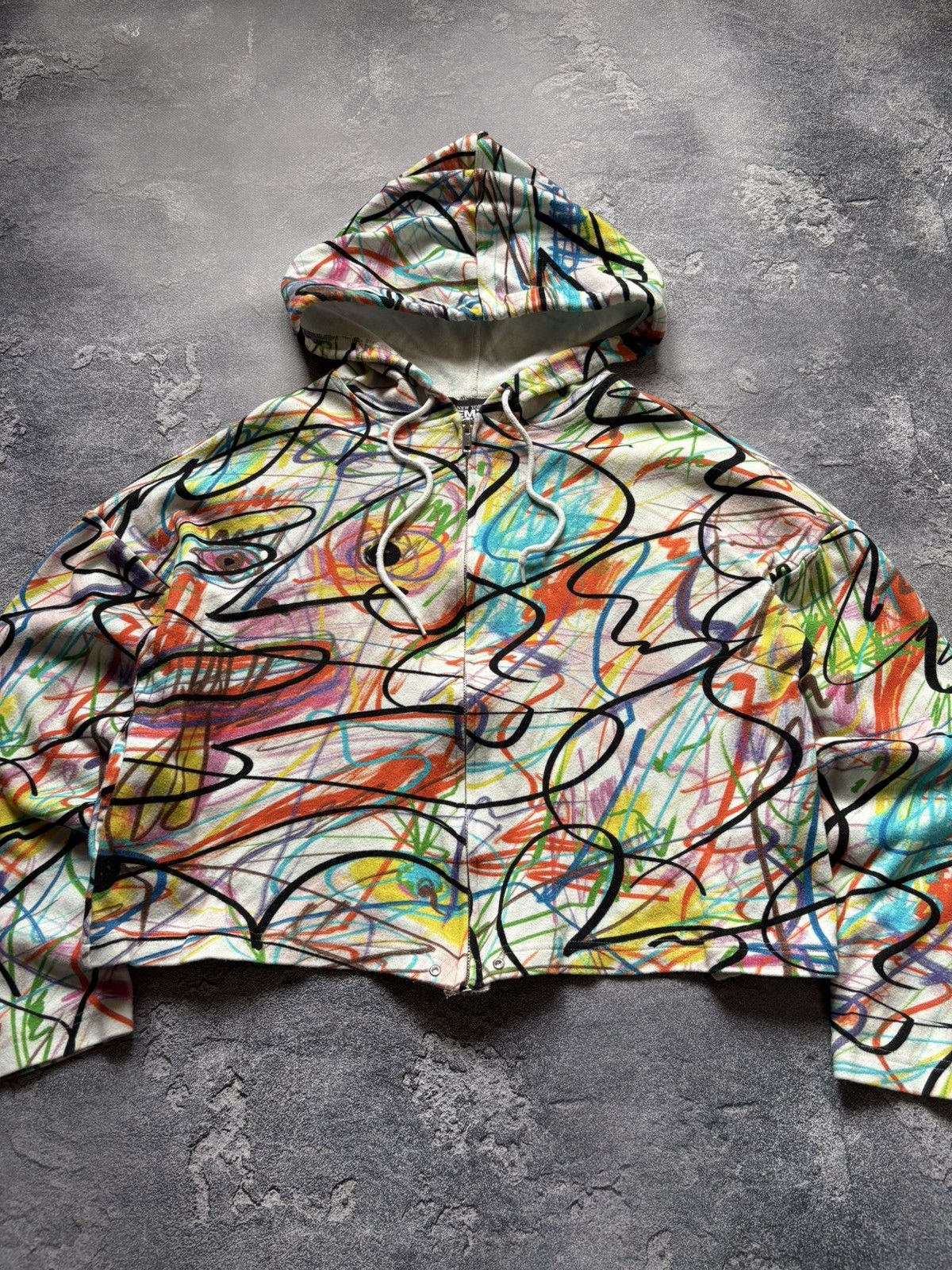 Jeremy Scott Jeremy Scott Y2K Graffiti Print Cropped Zip Up Hoodie Rare Size S / US 4 / IT 40 - 2 Thumbnail