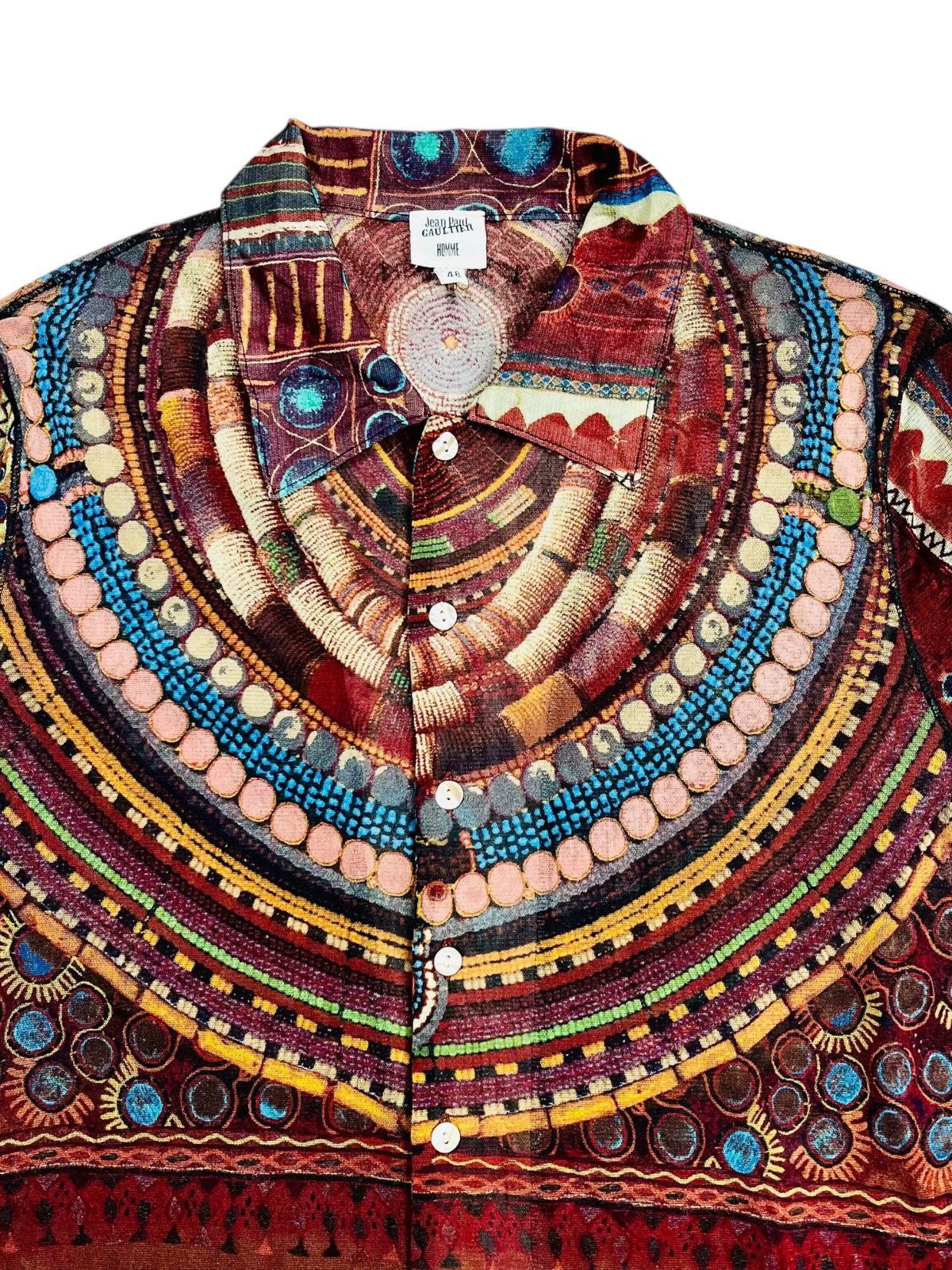 1990s Jean Paul Gaultier - Printed Ethnic Mesh Top