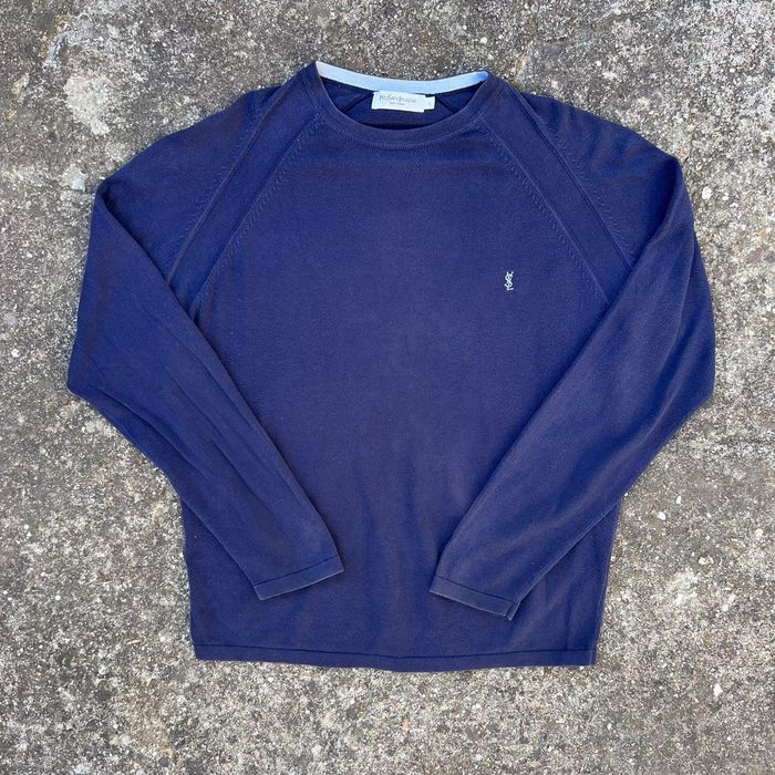 Vintage YSL Yves Saint Laurent Navy Sweater Sweatshirt Y2K Mini Logo ...