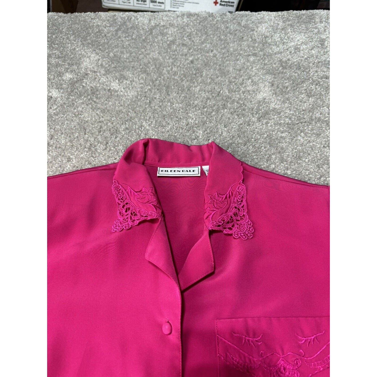 Other Vintage 80s Hot Pink Top Womens 8 Shoulder Pads Korea Dainty Size M / US 6-8 / IT 42-44 - 4 Thumbnail