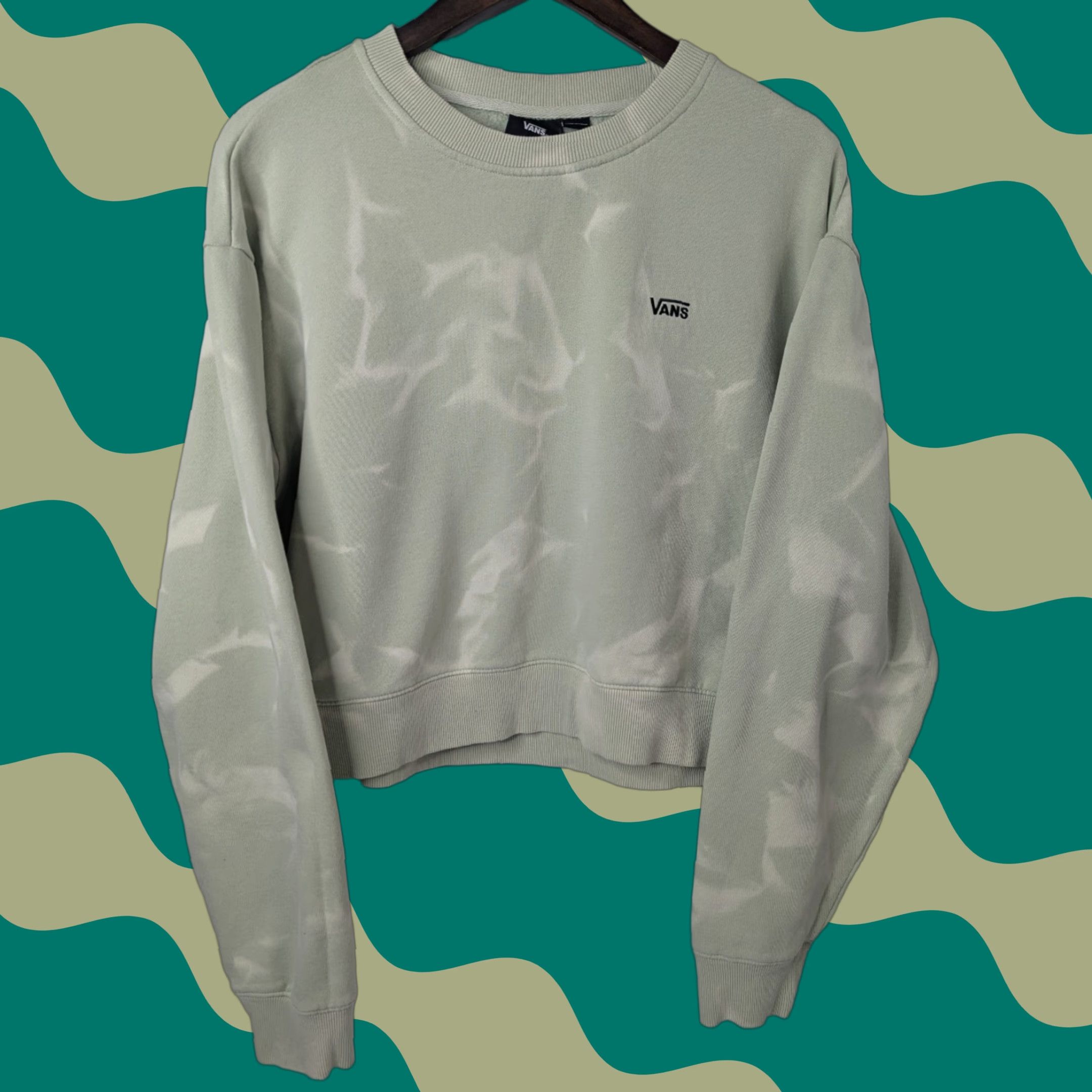 Vans Vans Sweatshirt Cropped Light Green Mint Green XL Women's Logo Pullover Crew Neck Fleece Cotton Skater Activewear Long Sleeve Regular Size XL / US 12-14 / IT 48-50 - 1 Thumbnail