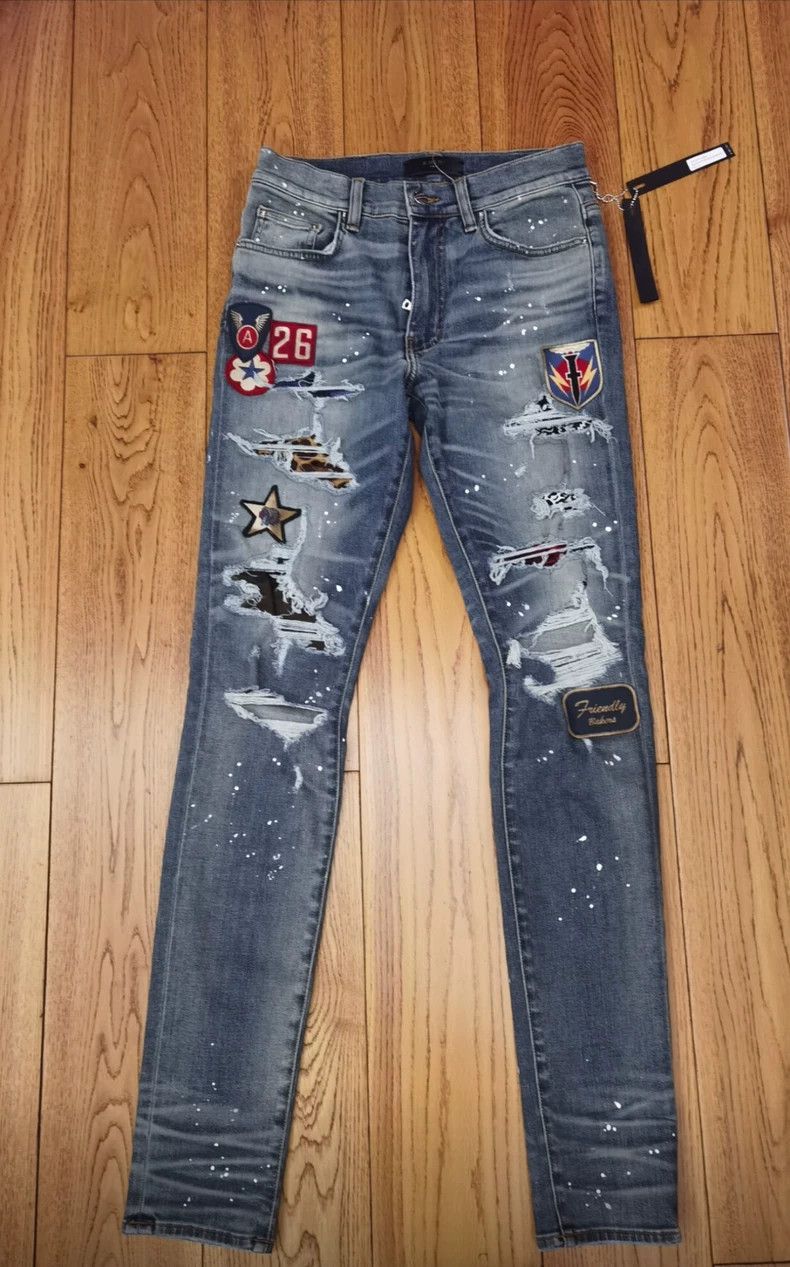 Amiri AMIRI Leopard Patchwork Distressed Jeans - dmc Size US 31 - 1 Thumbnail