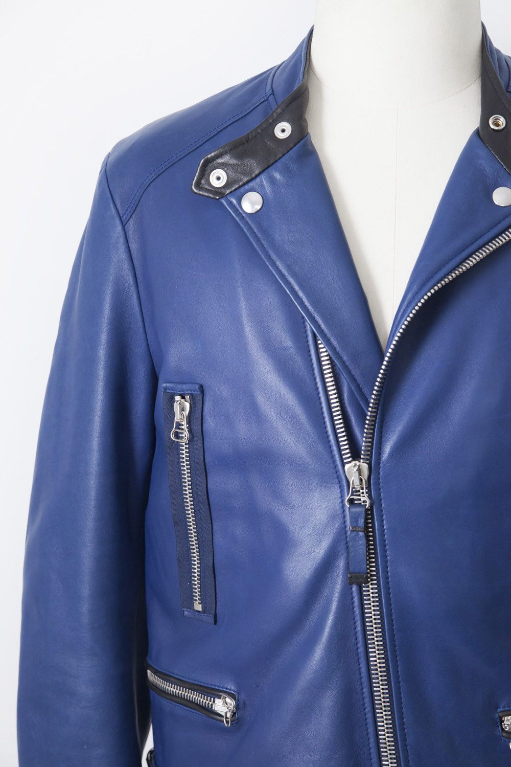 Lanvin Lanvin bleu leather biker jacket Size US M / EU 48-50 / 2 - 2 Thumbnail