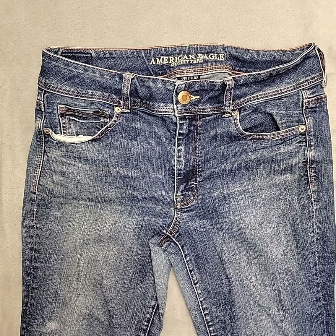 American Eagle Outfitters American Eagle Jeans Women 12 Tall Blue Super Stretch Denim Flared Bootcut Jeans Mens? Size 34" / US 12 / IT 48 - 3 Thumbnail