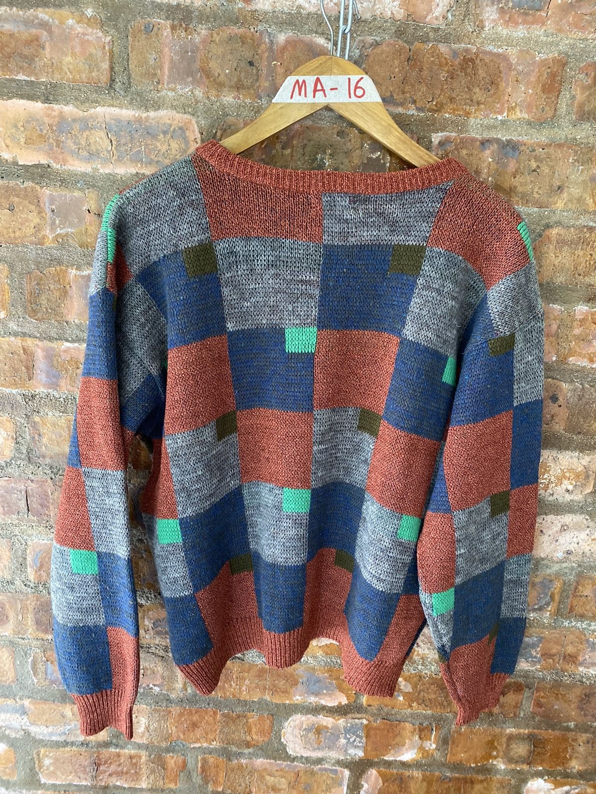Yoshiyuki Konishi 1980s FICCE patchwork wool knit Size US M / EU 48-50 / 2 - 10 Thumbnail
