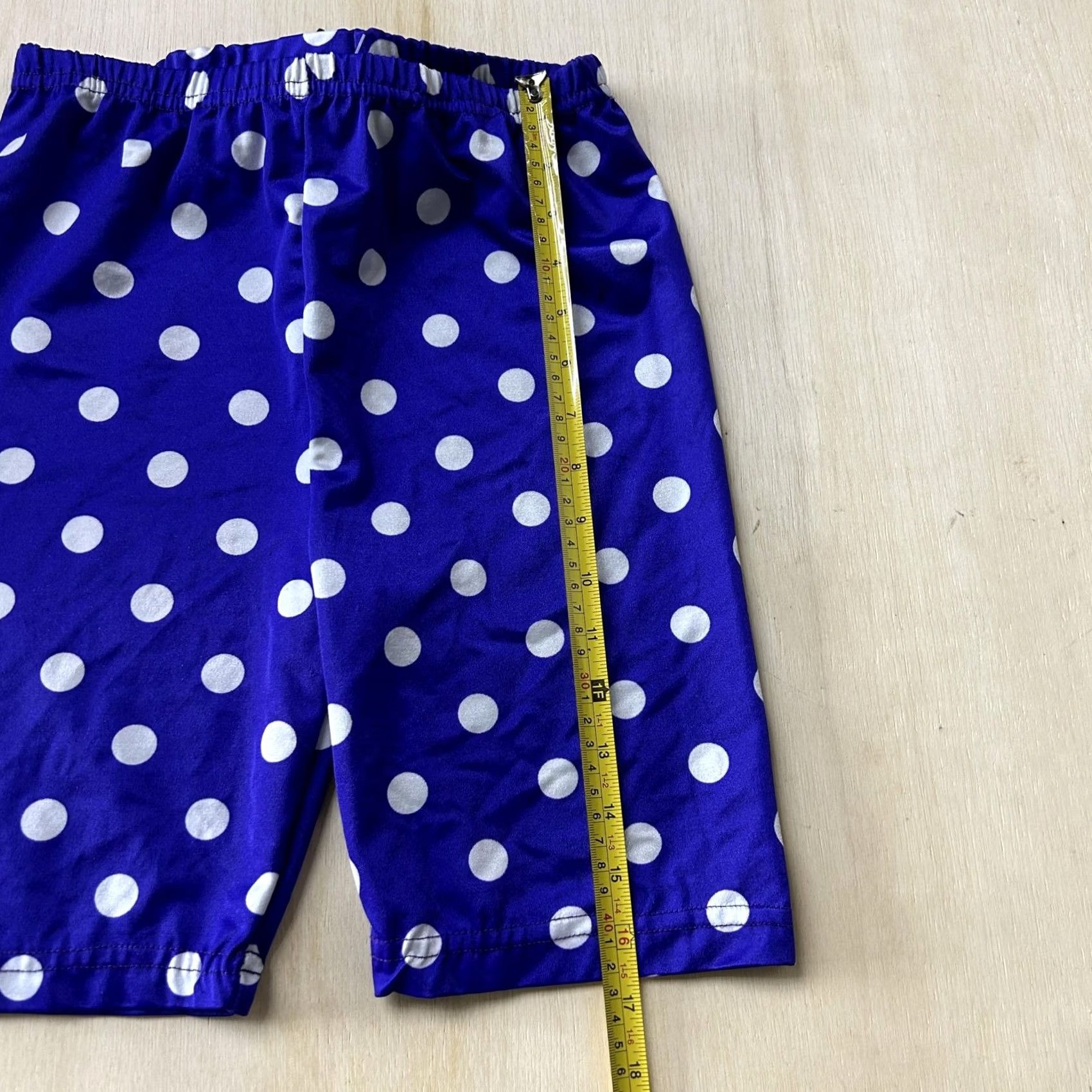 Vintage Lycra Womens Medium Blue Polka Dot Biker Shorts Stretch Pull On Activewear USA Size 32" / US 10 / IT 46 - 5 Thumbnail