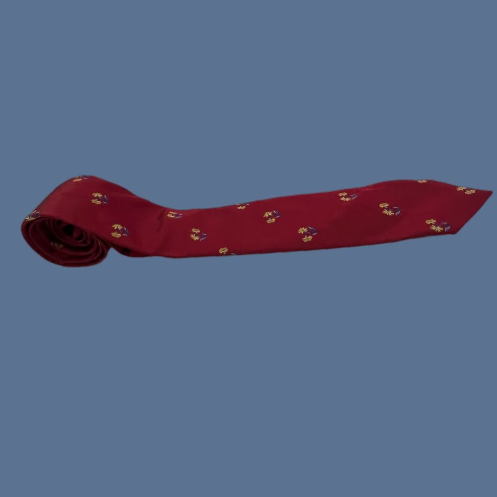 Vintage LOUIS DELL'OLIO Mens 100% Silk Red w/flowers Neck Tie Italy Silk Designer Flower Pattern Tie 58" Mens Size ONE SIZE - 1 Thumbnail