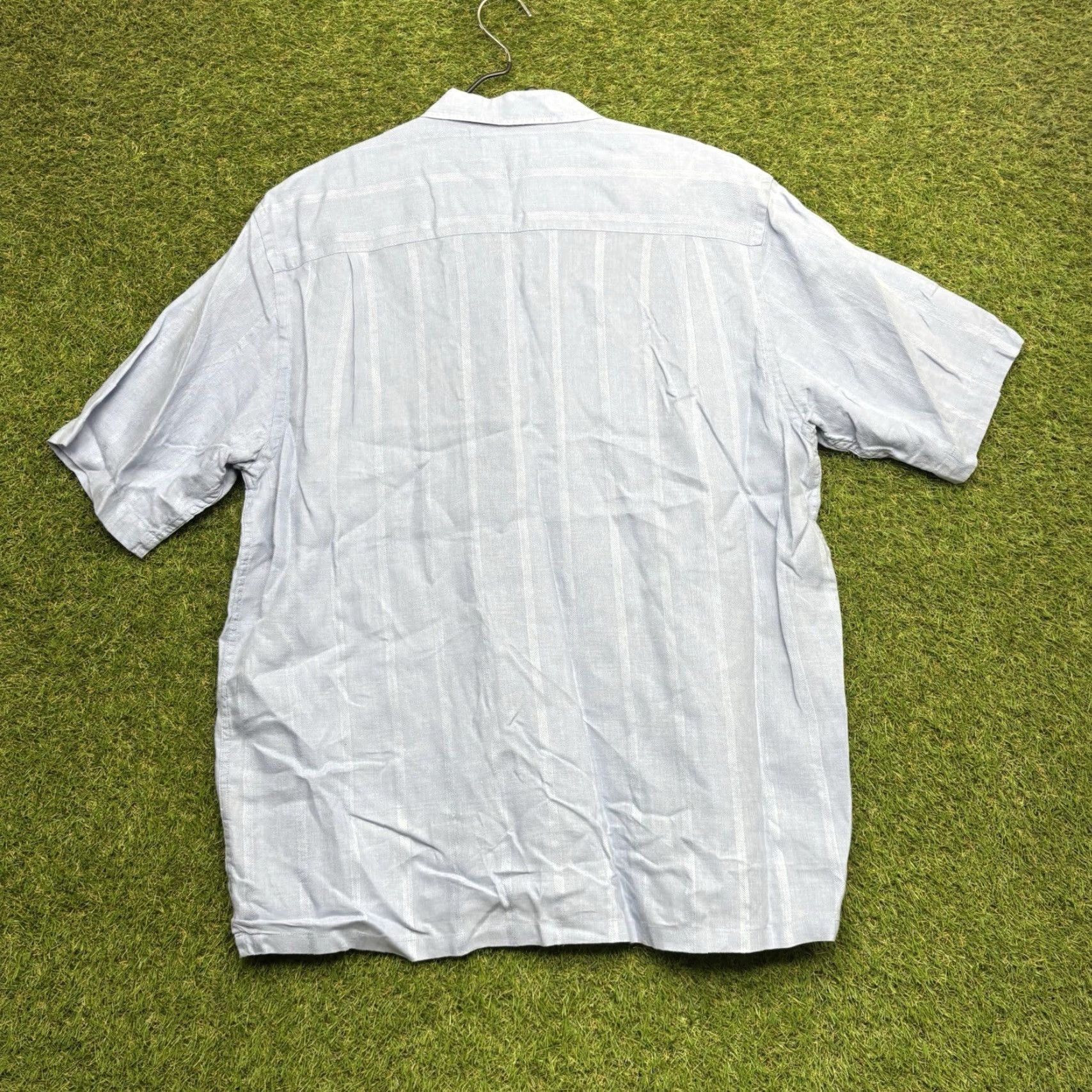 Austin Reed Austin Reed Shirt Mens L Short Sleeve Button-Up Striped Linen Casual Preppy Blue Size US L / EU 52-54 / 3 - 2 Thumbnail